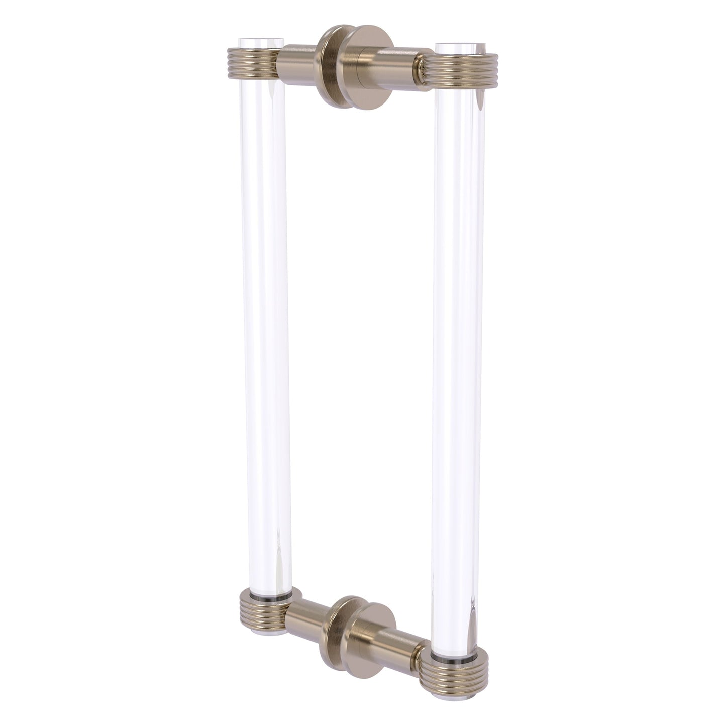 Allied Brass Clearview 13" x 1.7" Antique Pewter Solid Brass Back-to-Back Shower Door Pull With Grooved Accents