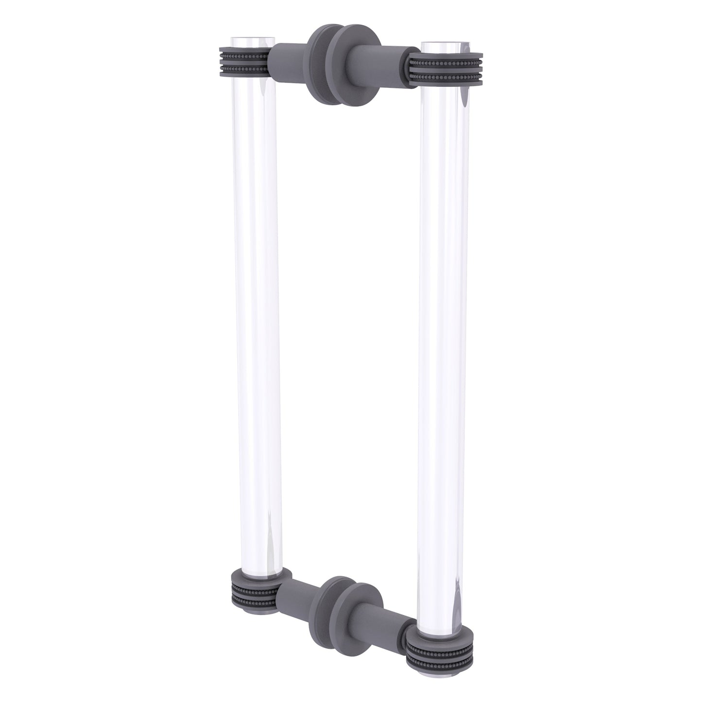 Allied Brass Clearview 13" x 1.7" Matte Gray Solid Brass Back-to-Back Shower Door Pull With Dotted Accents