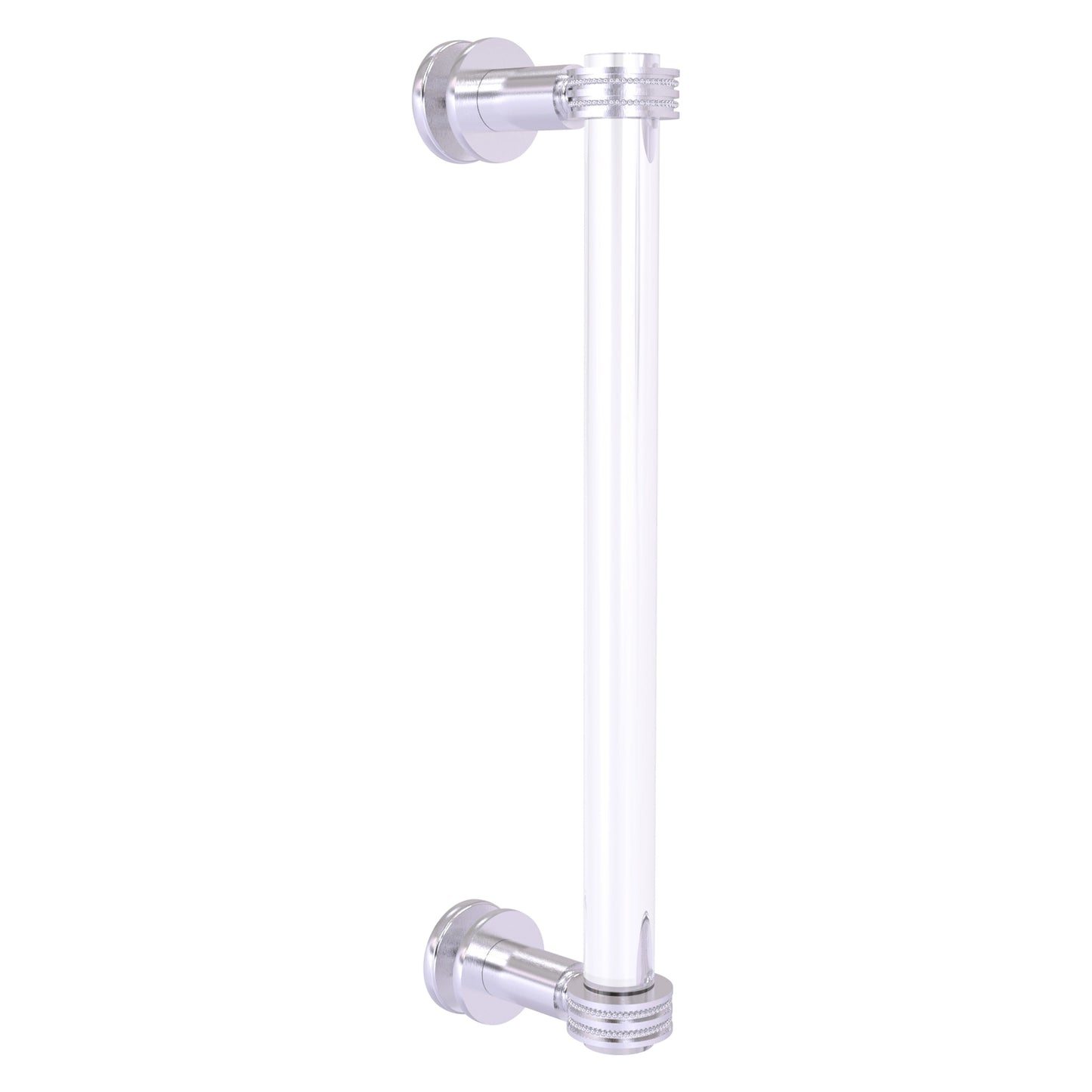 Allied Brass Clearview 13" x 1.7" Satin Chrome Solid Brass Single Side Shower Door Pull With Dotted Accents