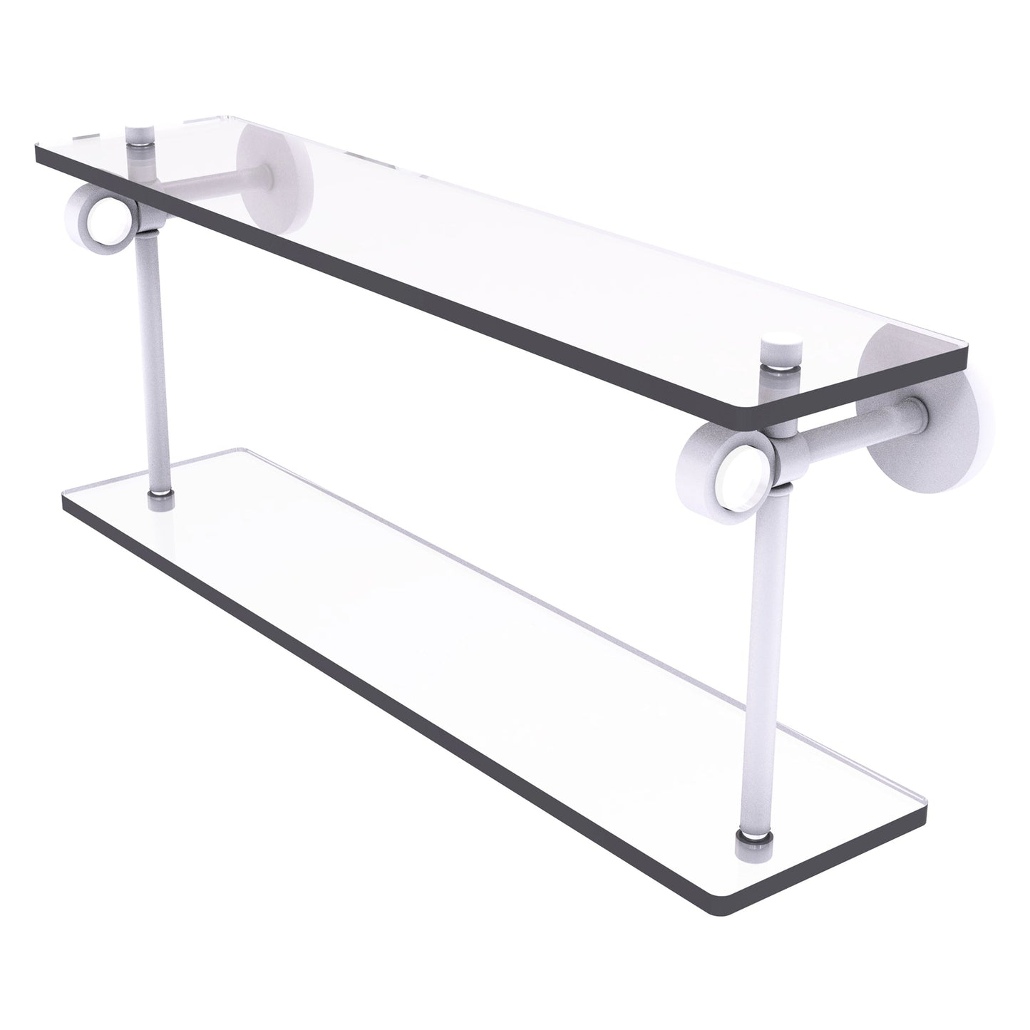 Allied Brass Clearview 16" x 5.6" Matte White Solid Brass Two-Tiered Glass Shelf