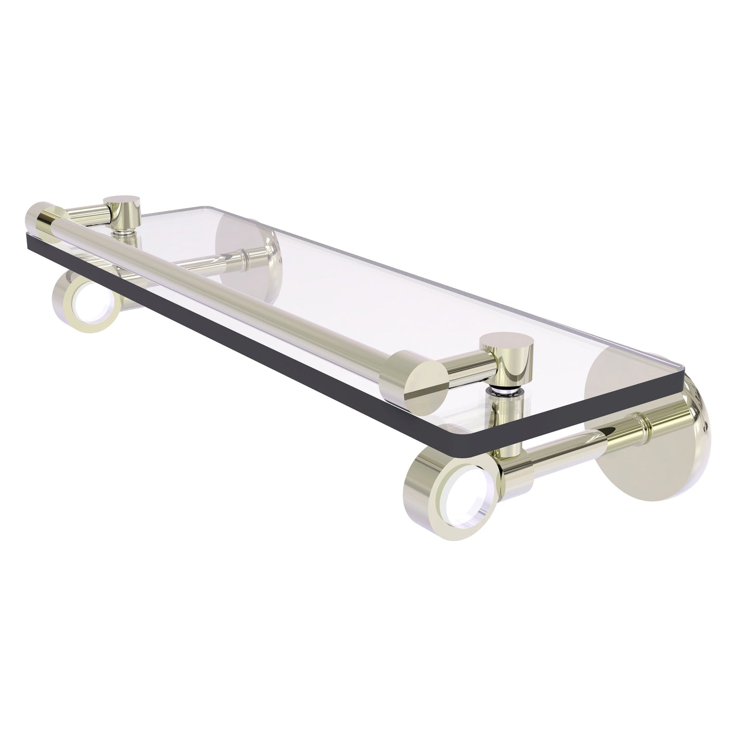 Allied Brass Clearview 16" x 5.65" Polished Nickel Solid Brass Glass Shelf With Gallery Rail