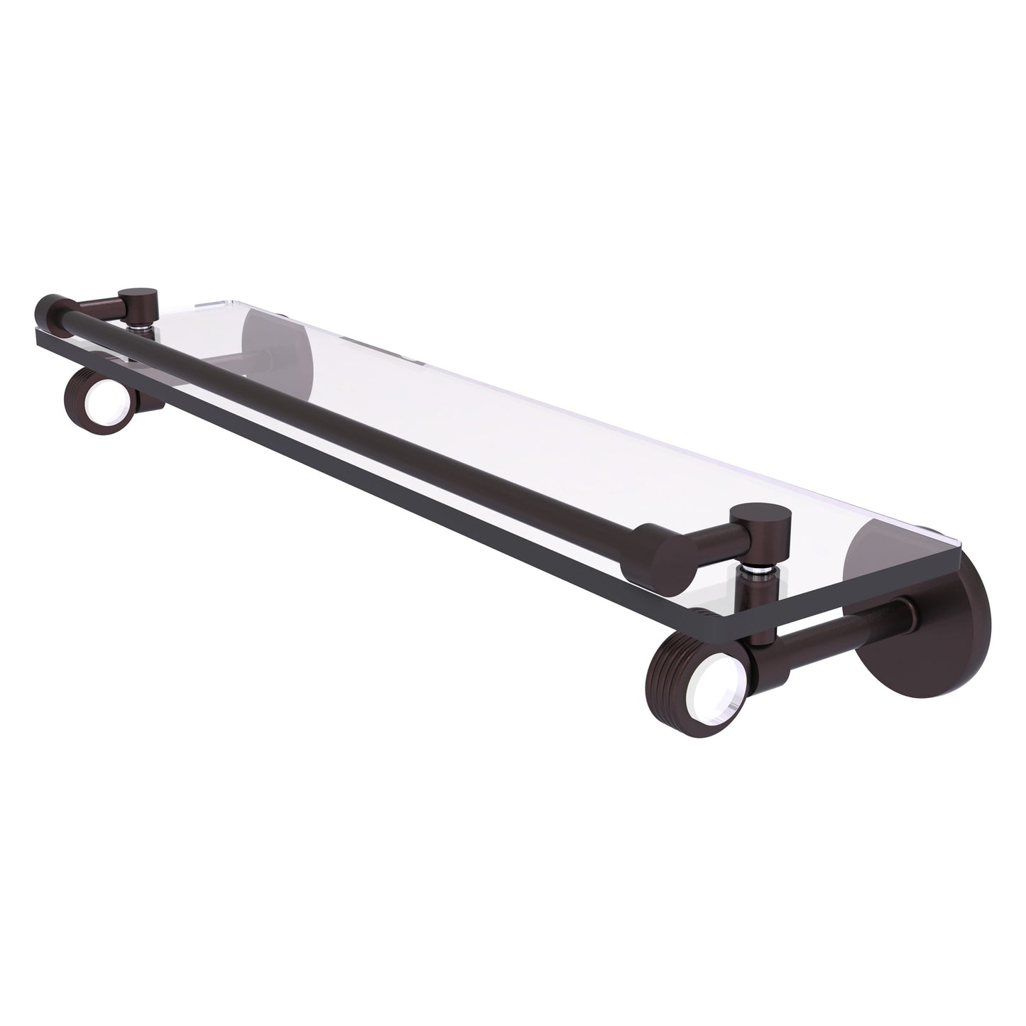 Allied Brass Clearview 22" x 5.65" Antique Bronze Solid Brass Gallery Rail Glass Shelf With Grooved Accents