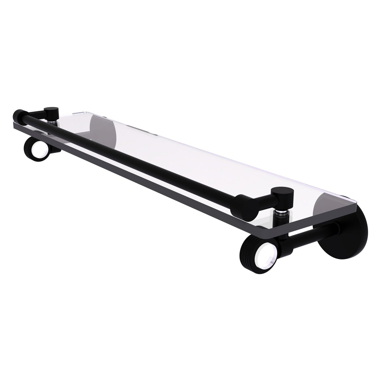 Allied Brass Clearview 22" x 5.65" Matte Black Solid Brass Gallery Rail Glass Shelf With Grooved Accents