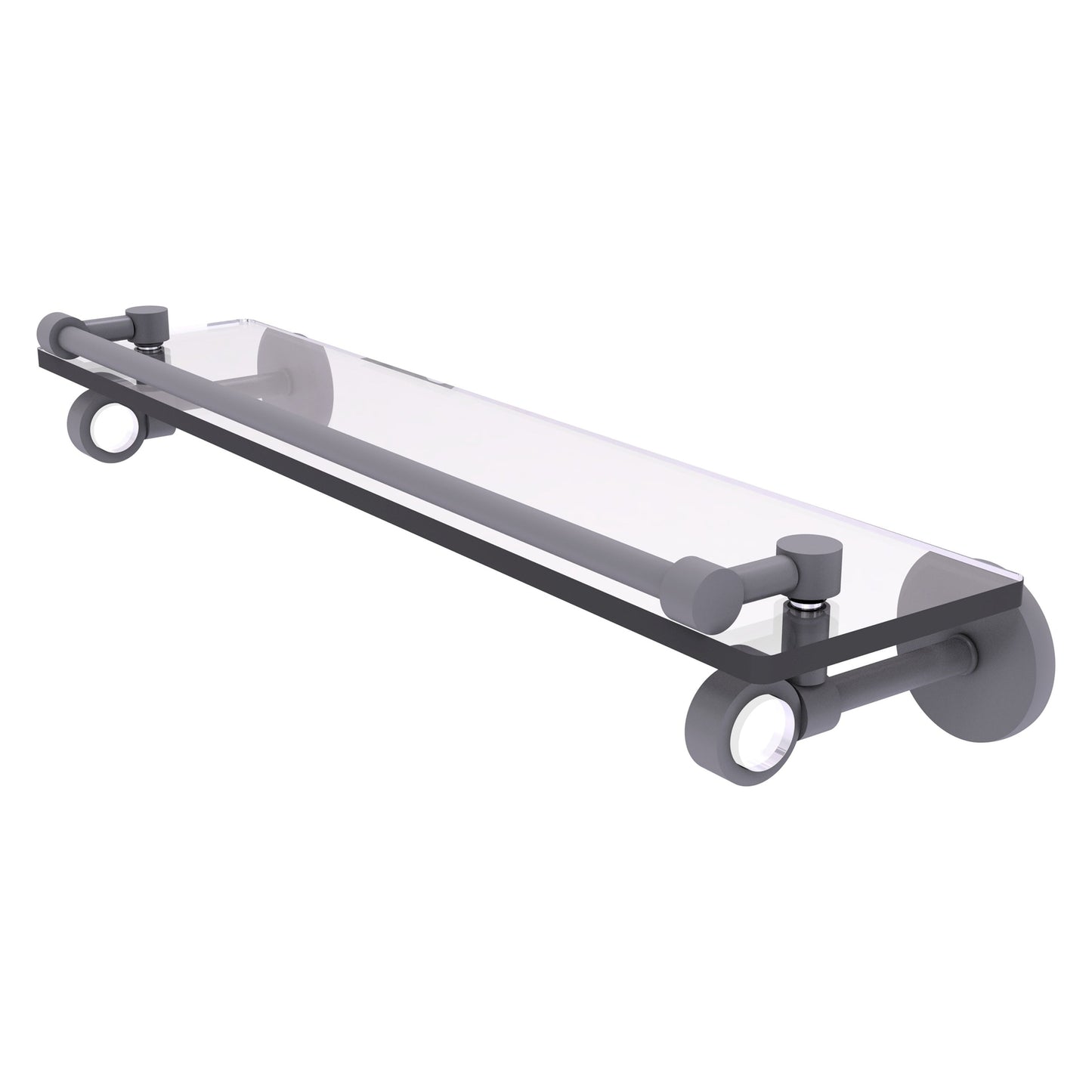 Allied Brass Clearview 22" x 5.65" Matte Gray Solid Brass Glass Shelf With Gallery Rail