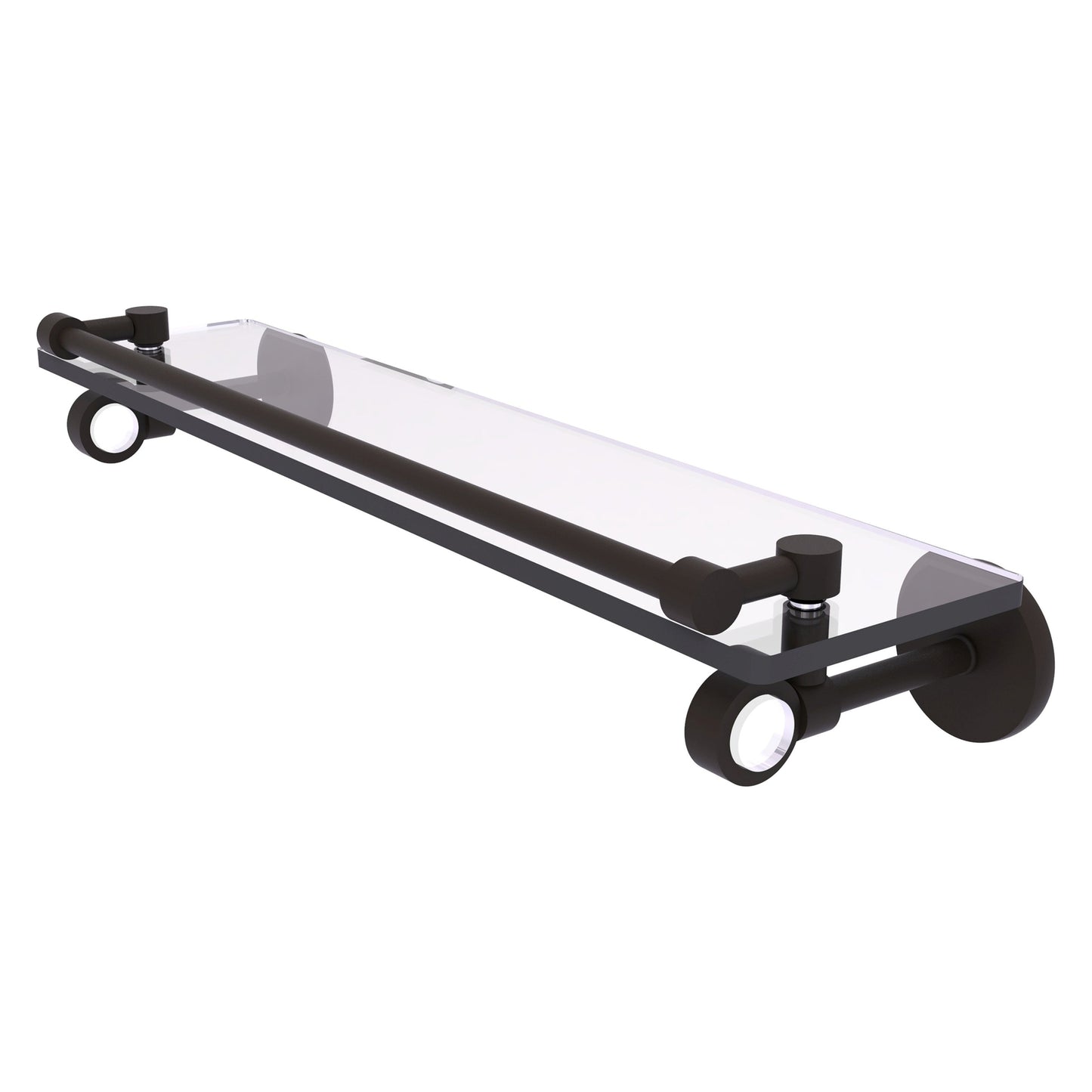 Allied Brass Clearview 22" x 5.65" Oil Rubbed Bronze Solid Brass Glass Shelf With Gallery Rail