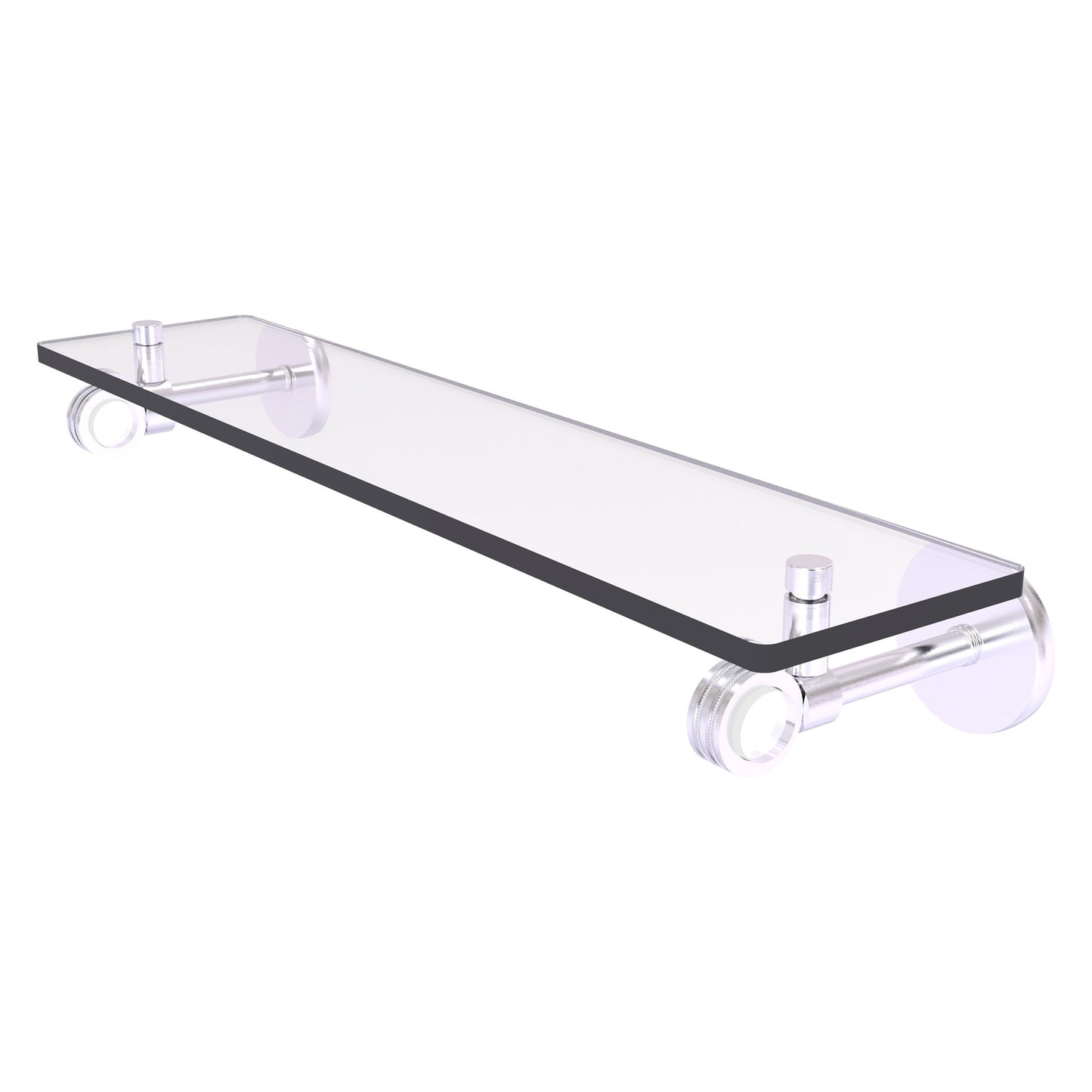 Allied Brass Clearview 22" x 5.65" Satin Chrome Solid Brass Glass Shelf With Dotted Accents