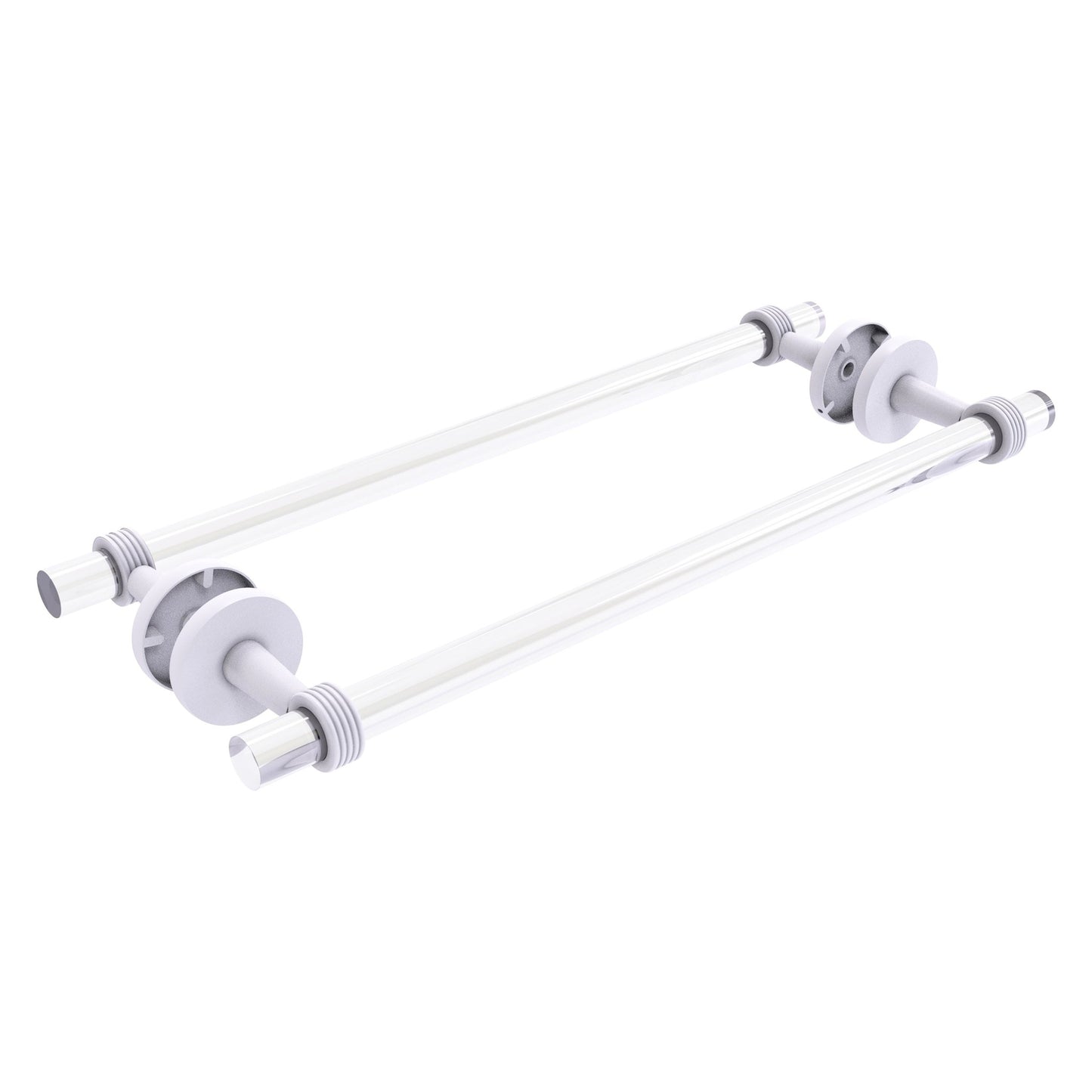 Allied Brass Clearview 22" x 8.6" Matte White Solid Brass Back-to-Back Shower Door Towel Bar With Grooved Accents