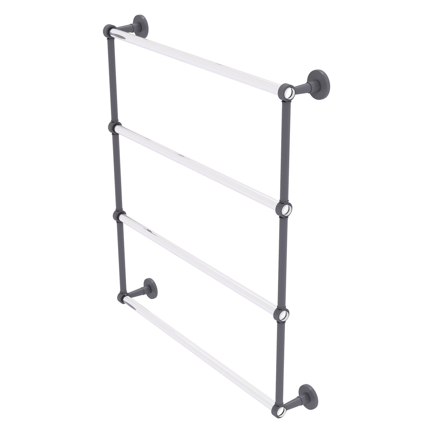 Allied Brass Clearview 32.6" x 4.6" Matte Gray Solid Brass Four-Tiered Ladder Towel Bar