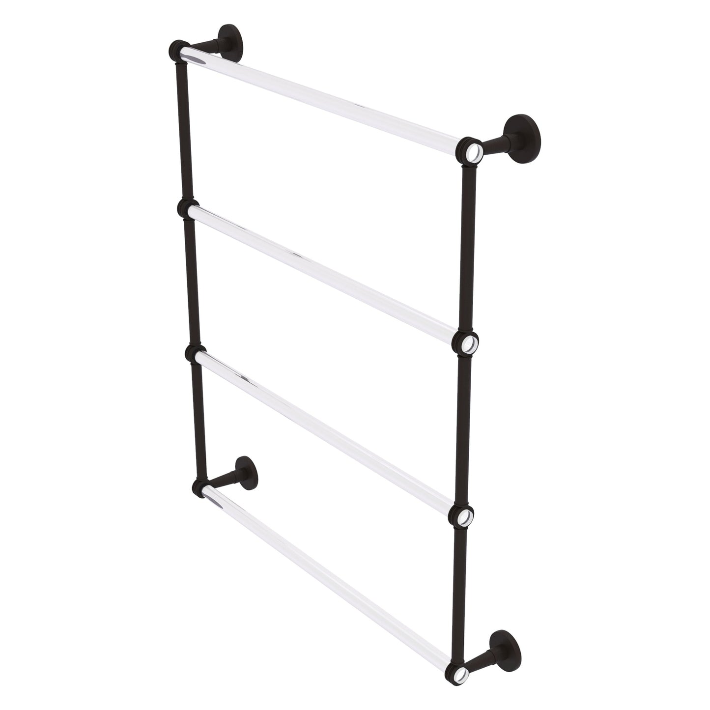 Allied Brass Clearview 32.6" x 4.6" Oil Rubbed Bronze Solid Brass Four-Tiered Ladder Towel Bar With Dotted Accents