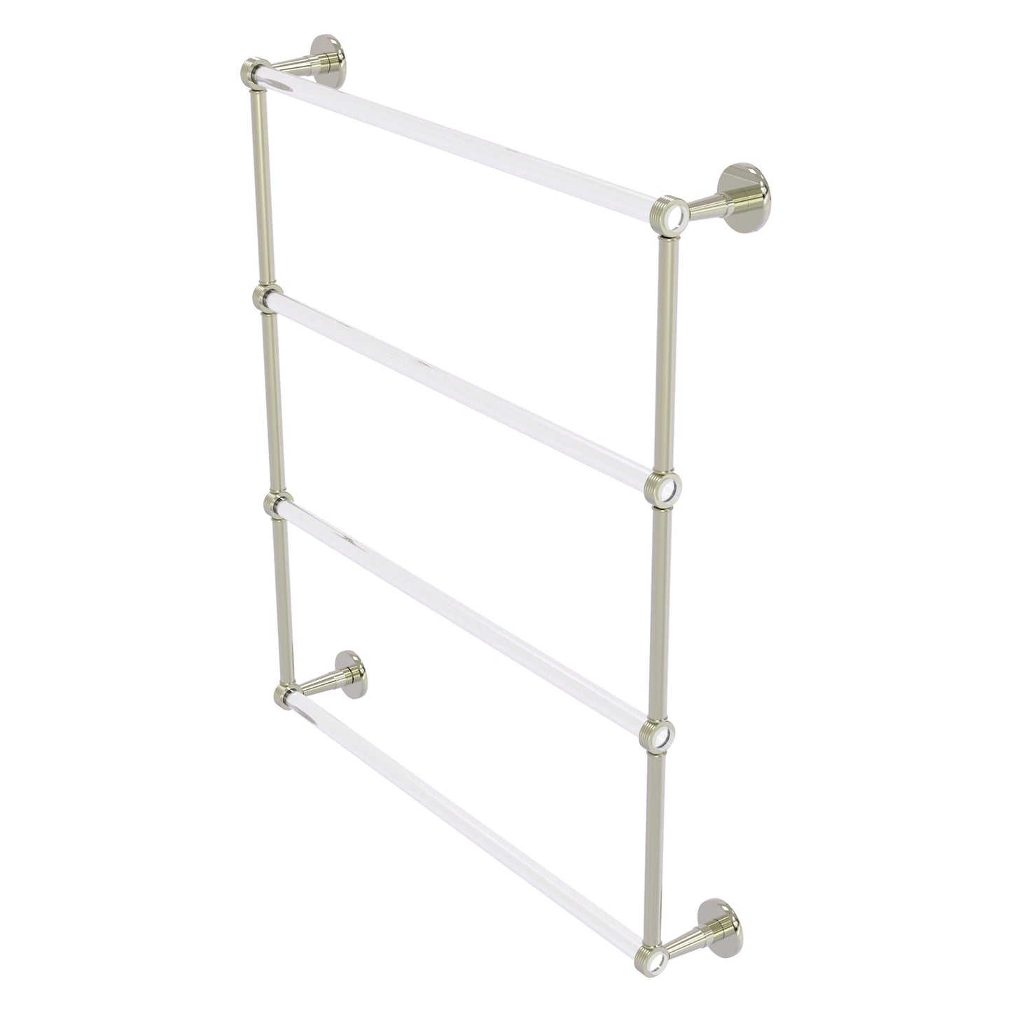 Allied Brass Clearview 32.6" x 4.6" Polished Nickel Solid Brass Four-Tiered Ladder Towel Bar With Grooved Accents