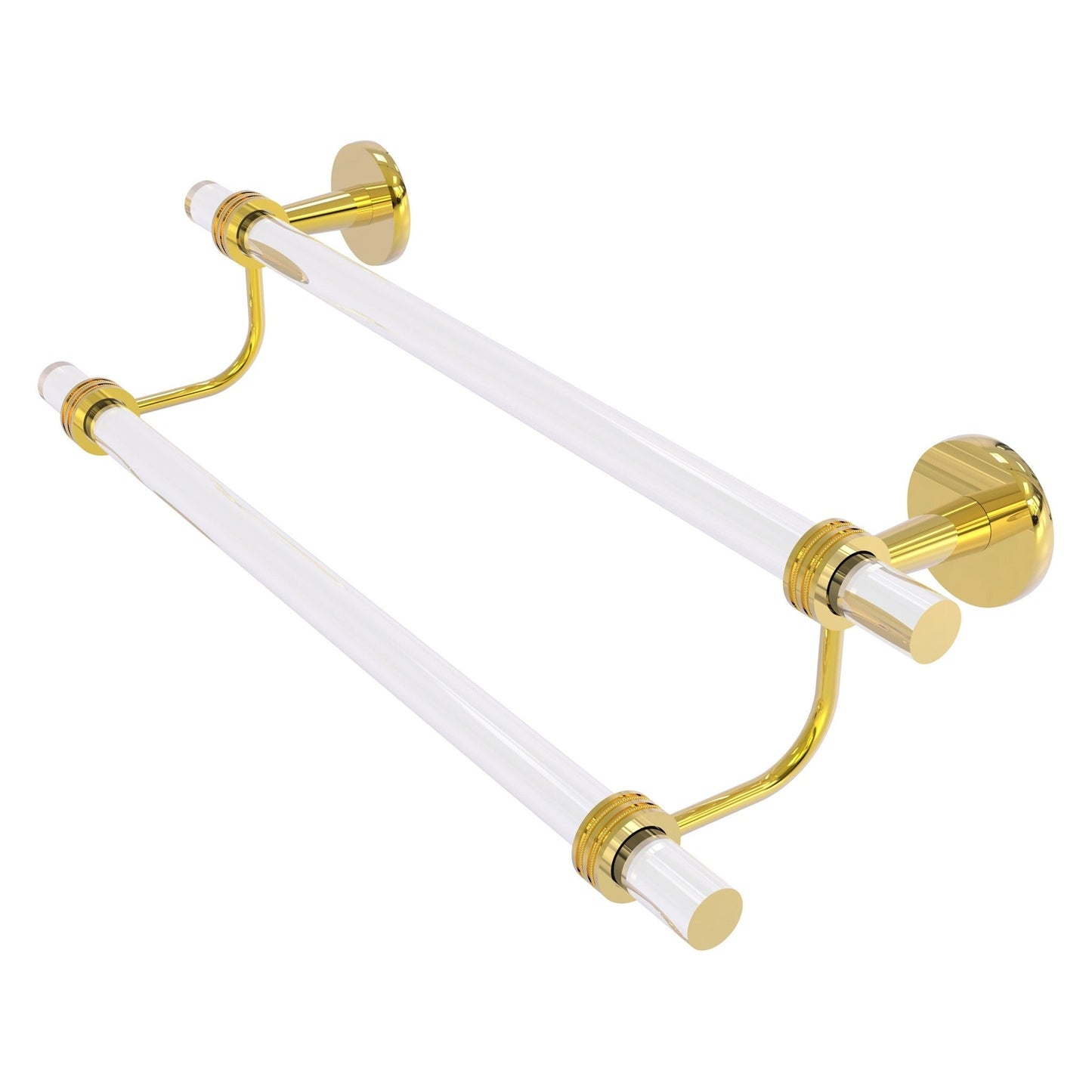 Allied Brass Clearview 34" x 5.5" Polished Brass Solid Brass Double Towel Bar With Dotted Accents