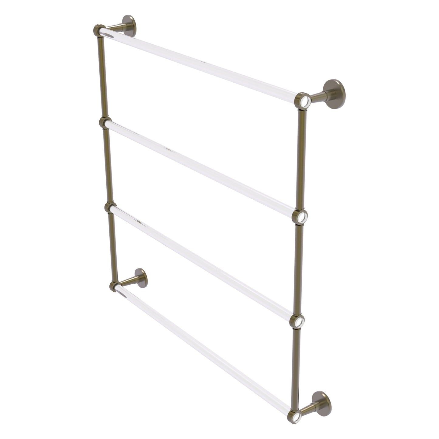Allied Brass Clearview 38.6" x 4.6" Antique Brass Solid Brass Four-Tiered Ladder Towel Bar With Grooved Accents