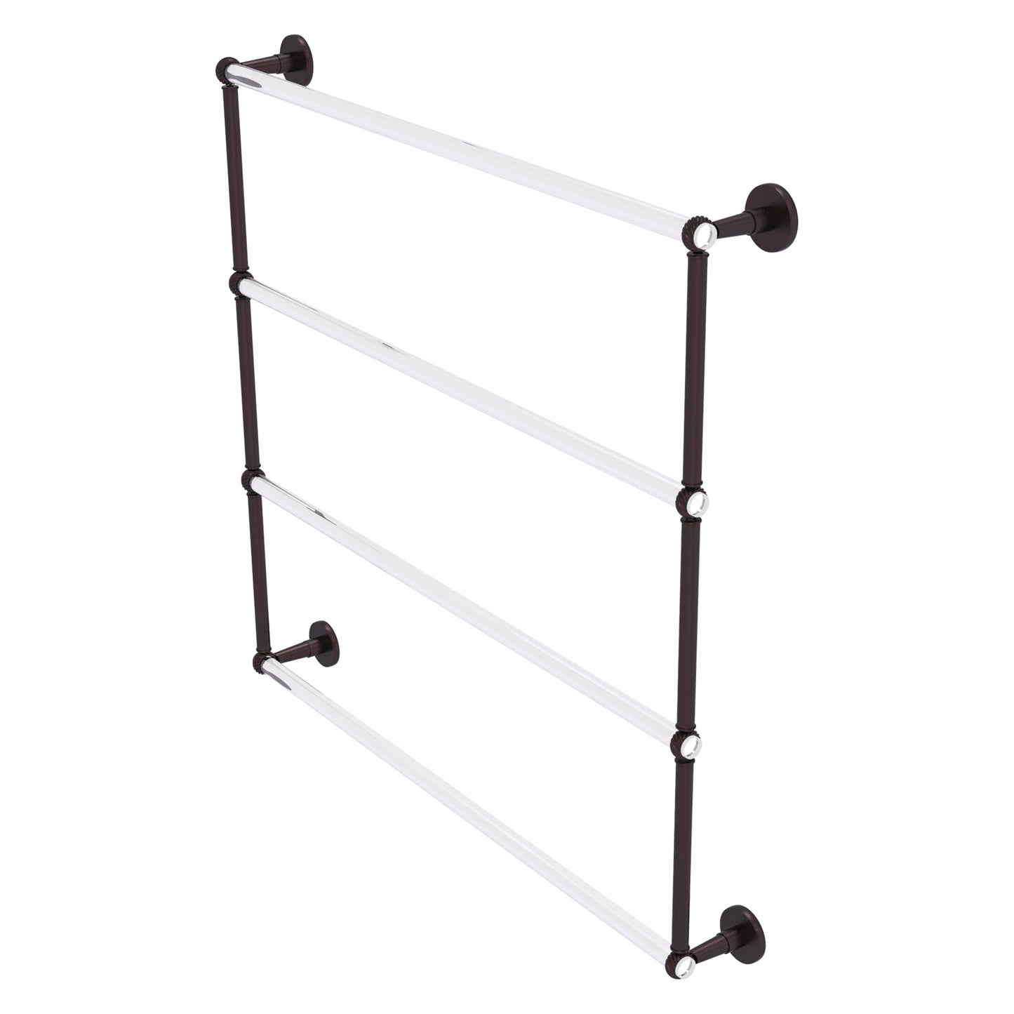 Allied Brass Clearview 38.6" x 4.6" Antique Bronze Solid Brass Four-Tiered Ladder Towel Bar With Twisted Accents