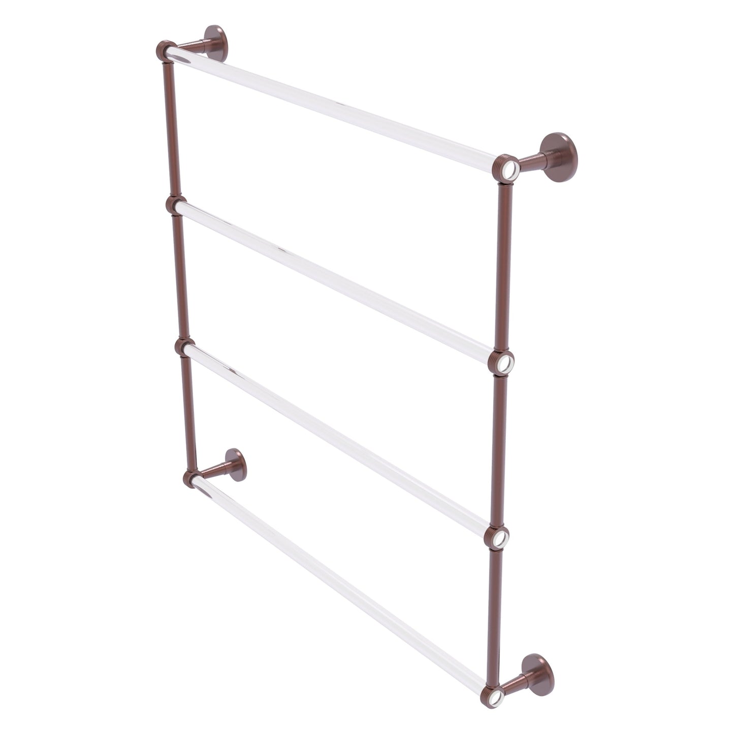 Allied Brass Clearview 38.6" x 4.6" Antique Copper Solid Brass Four-Tiered Ladder Towel Bar With Grooved Accents