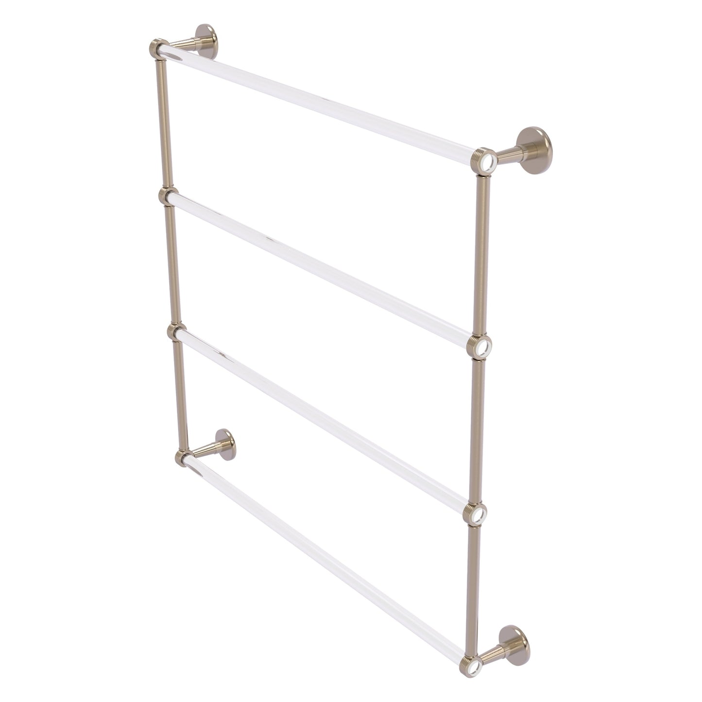 Allied Brass Clearview 38.6" x 4.6" Antique Pewter Solid Brass Four-Tiered Ladder Towel Bar With Grooved Accents