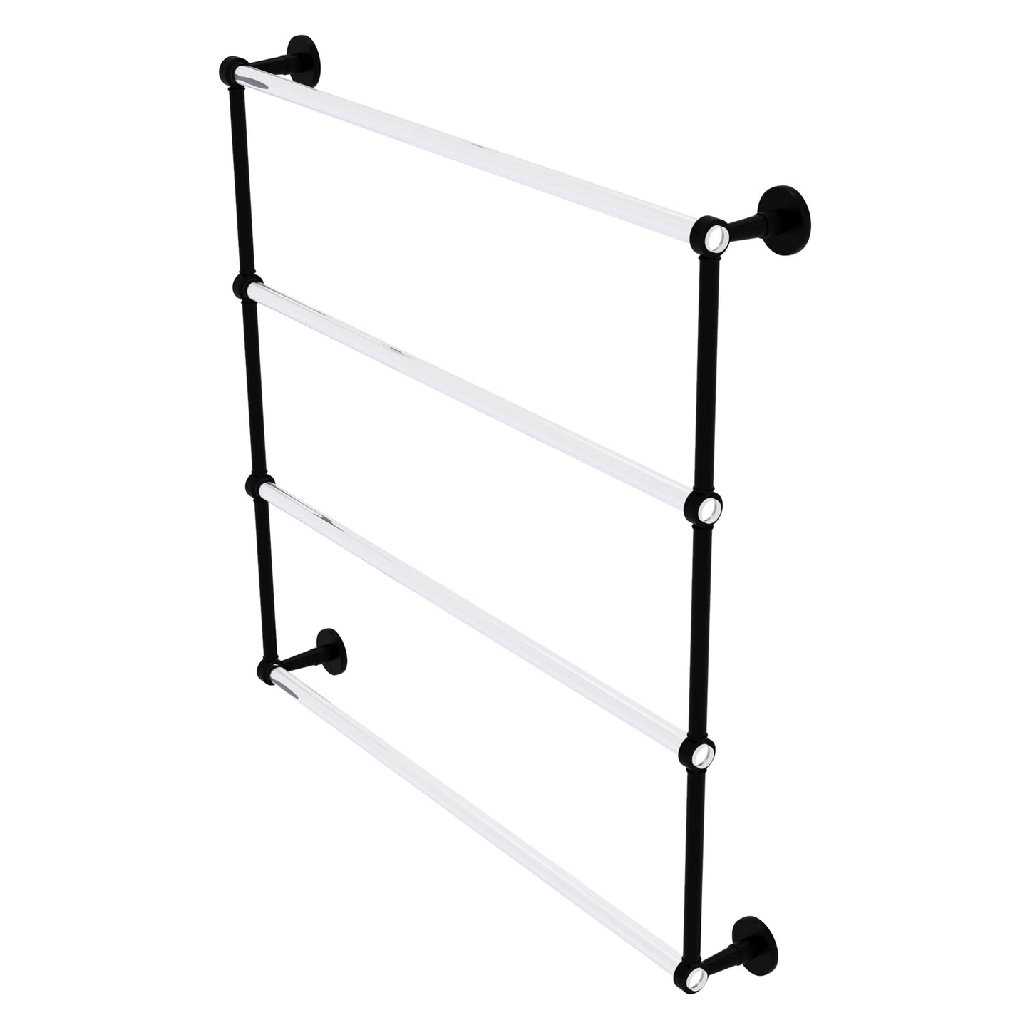 Allied Brass Clearview 38.6" x 4.6" Matte Black Solid Brass Four-Tiered Ladder Towel Bar