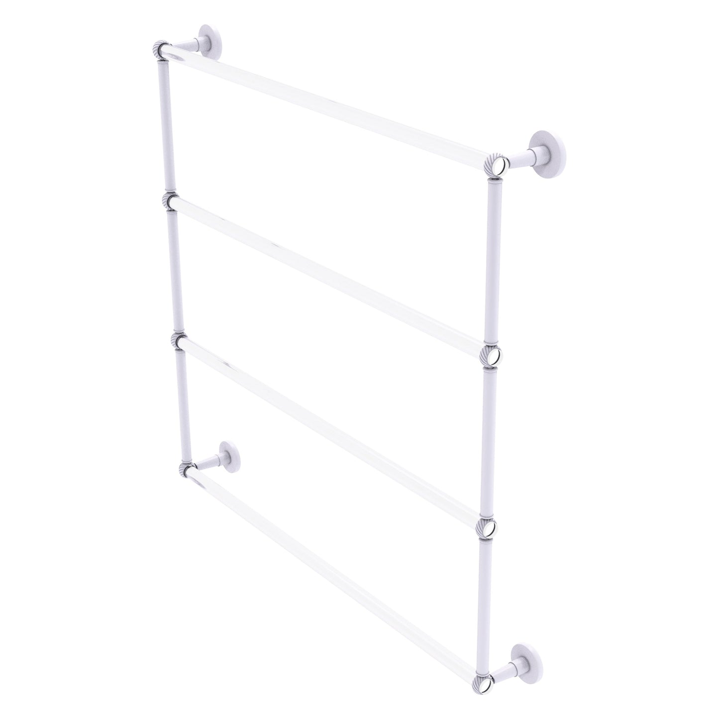 Allied Brass Clearview 38.6" x 4.6" Matte White Solid Brass Four-Tiered Ladder Towel Bar With Twisted Accents