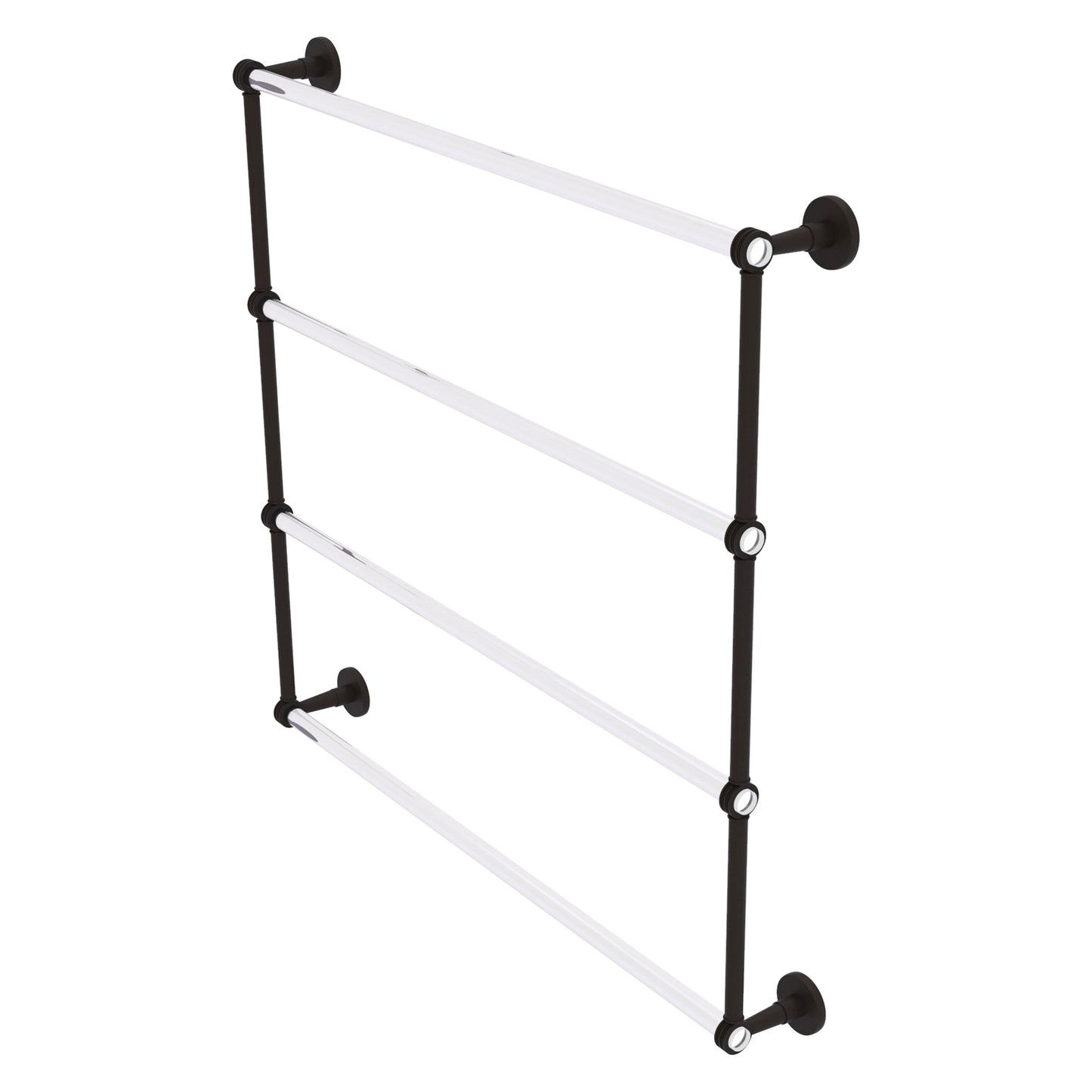 Allied Brass Clearview 38.6" x 4.6" Oil Rubbed Bronze Solid Brass Four-Tiered Ladder Towel Bar With Dotted Accents