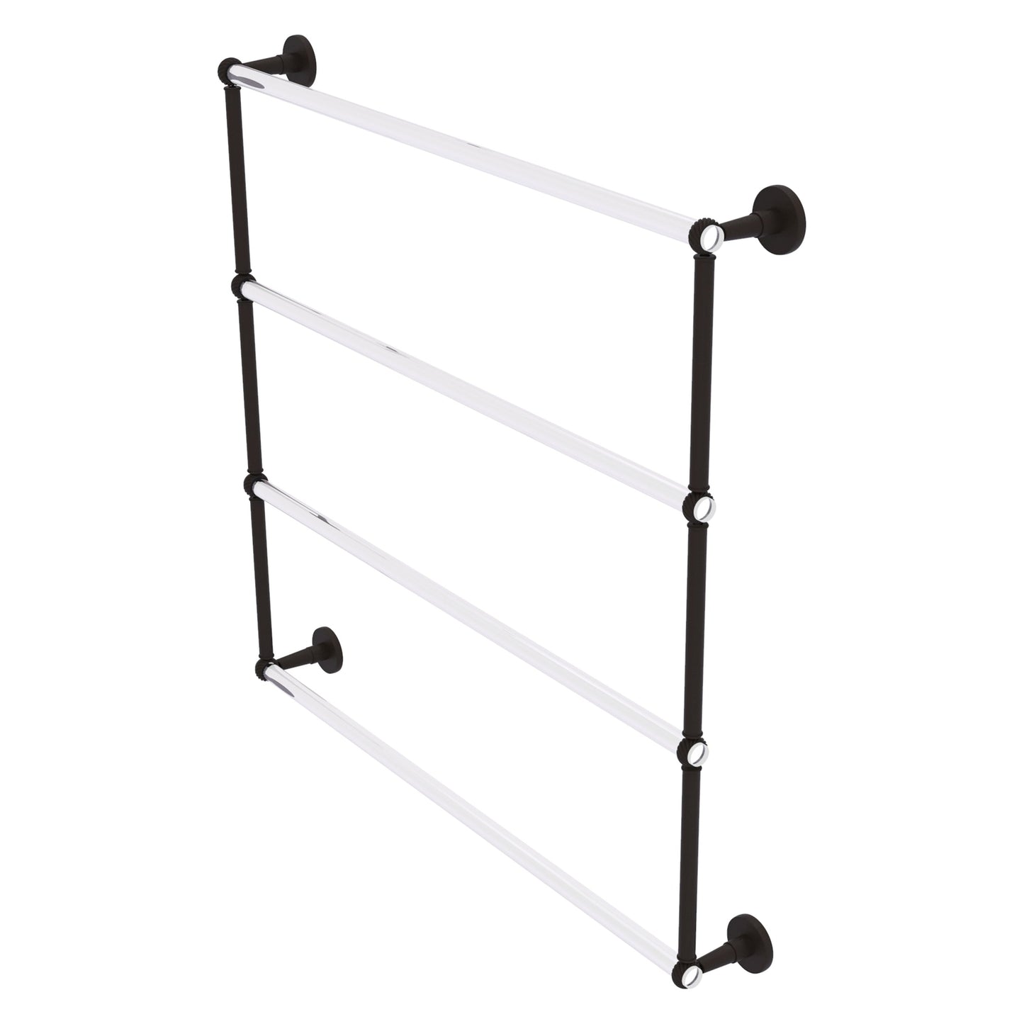 Allied Brass Clearview 38.6" x 4.6" Oil Rubbed Bronze Solid Brass Four-Tiered Ladder Towel Bar With Twisted Accents