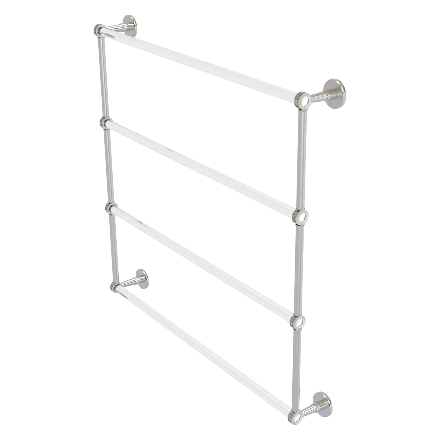 Allied Brass Clearview 38.6" x 4.6" Satin Nickel Solid Brass Four-Tiered Ladder Towel Bar With Dotted Accents