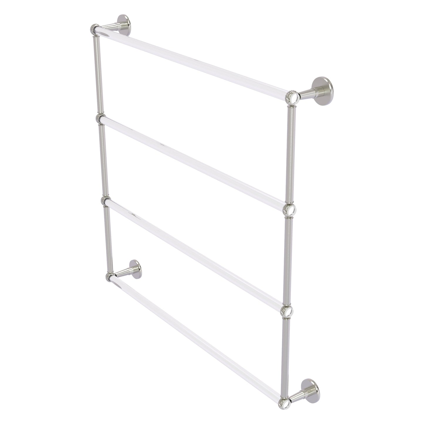 Allied Brass Clearview 38.6" x 4.6" Satin Nickel Solid Brass Four-Tiered Ladder Towel Bar With Twisted Accents