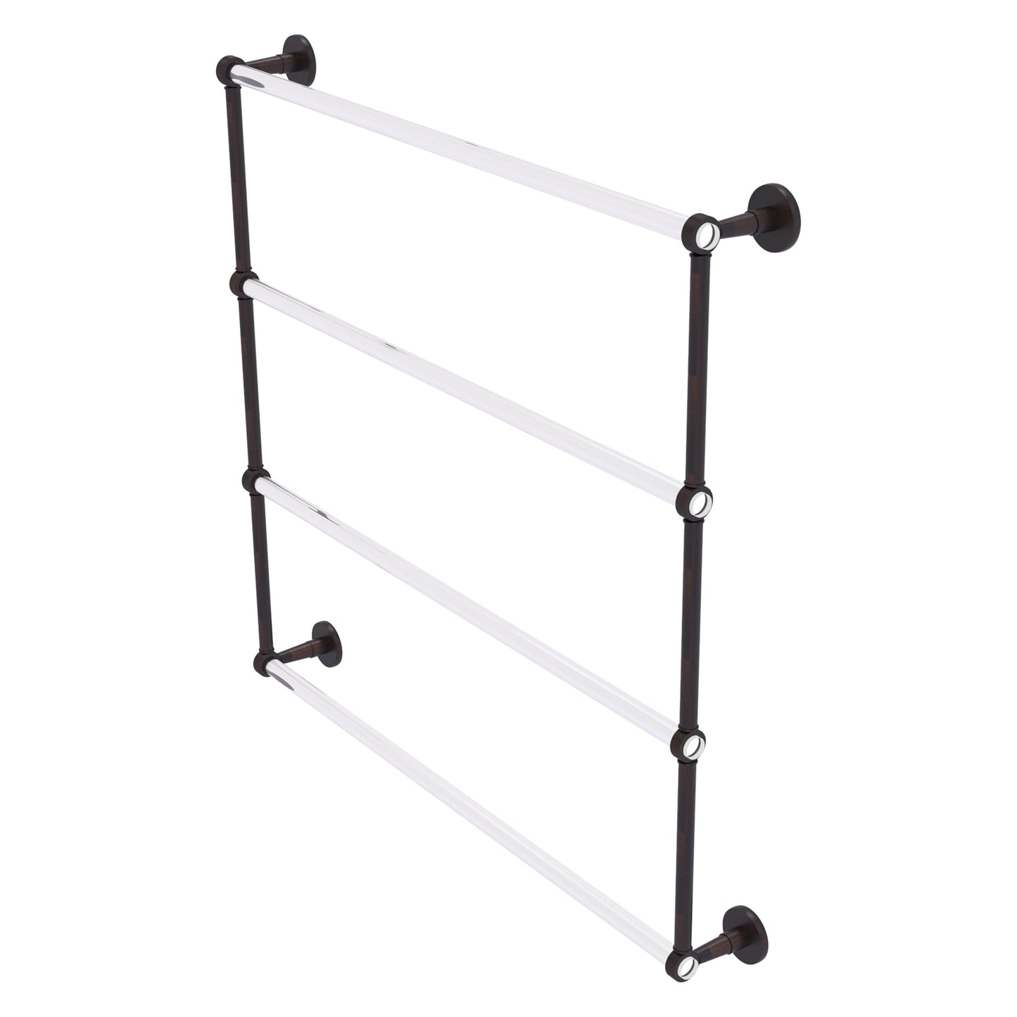 Allied Brass Clearview 38.6" x 4.6" Venetian Bronze Solid Brass Four-Tiered Ladder Towel Bar With Grooved Accents