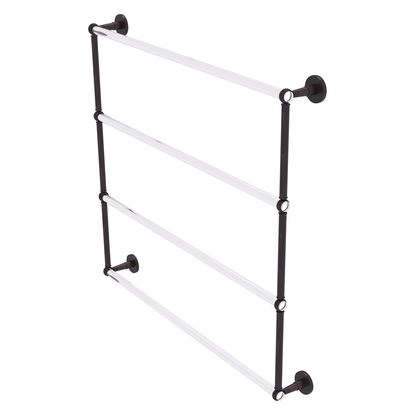 Allied Brass Clearview 38.6" x 4.6" Venetian Bronze Solid Brass Four-Tiered Ladder Towel Bar With Twisted Accents