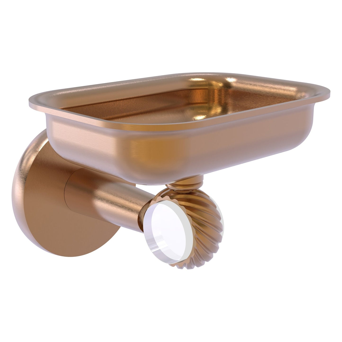 Allied Brass Clearview 4.4" x 3.6" Brushed Bronze Solid Brass Wall-Mounted Soap Dish Holder With Twisted Accents