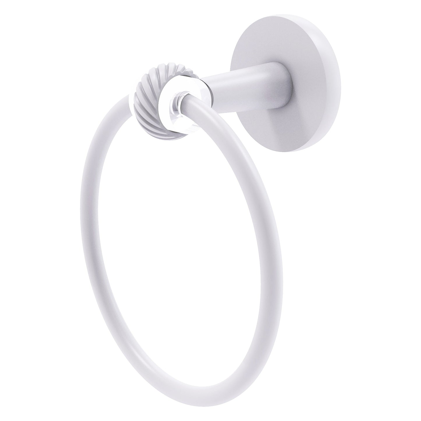 Allied Brass Clearview 6" x 3.84" Matte White Solid Brass Towel Ring With Twisted Accents