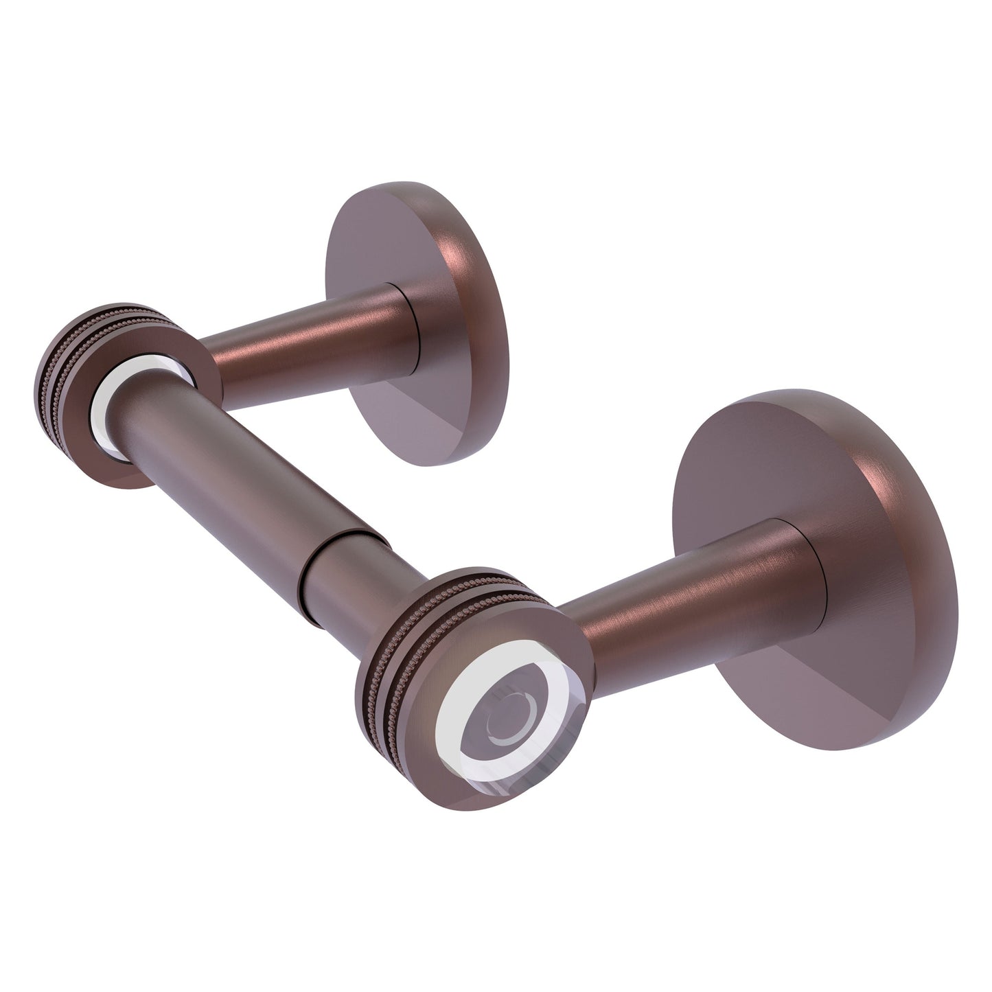 Allied Brass Clearview 8.1" x 3.8" Antique Copper Solid Brass Two-Post Toilet Tissue Holder With Dotted Accents