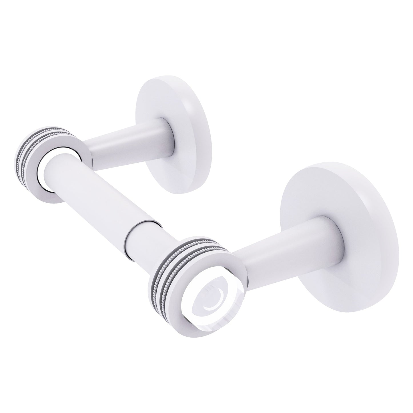 Allied Brass Clearview 8.1" x 3.8" Matte White Solid Brass Two-Post Toilet Tissue Holder With Dotted Accents