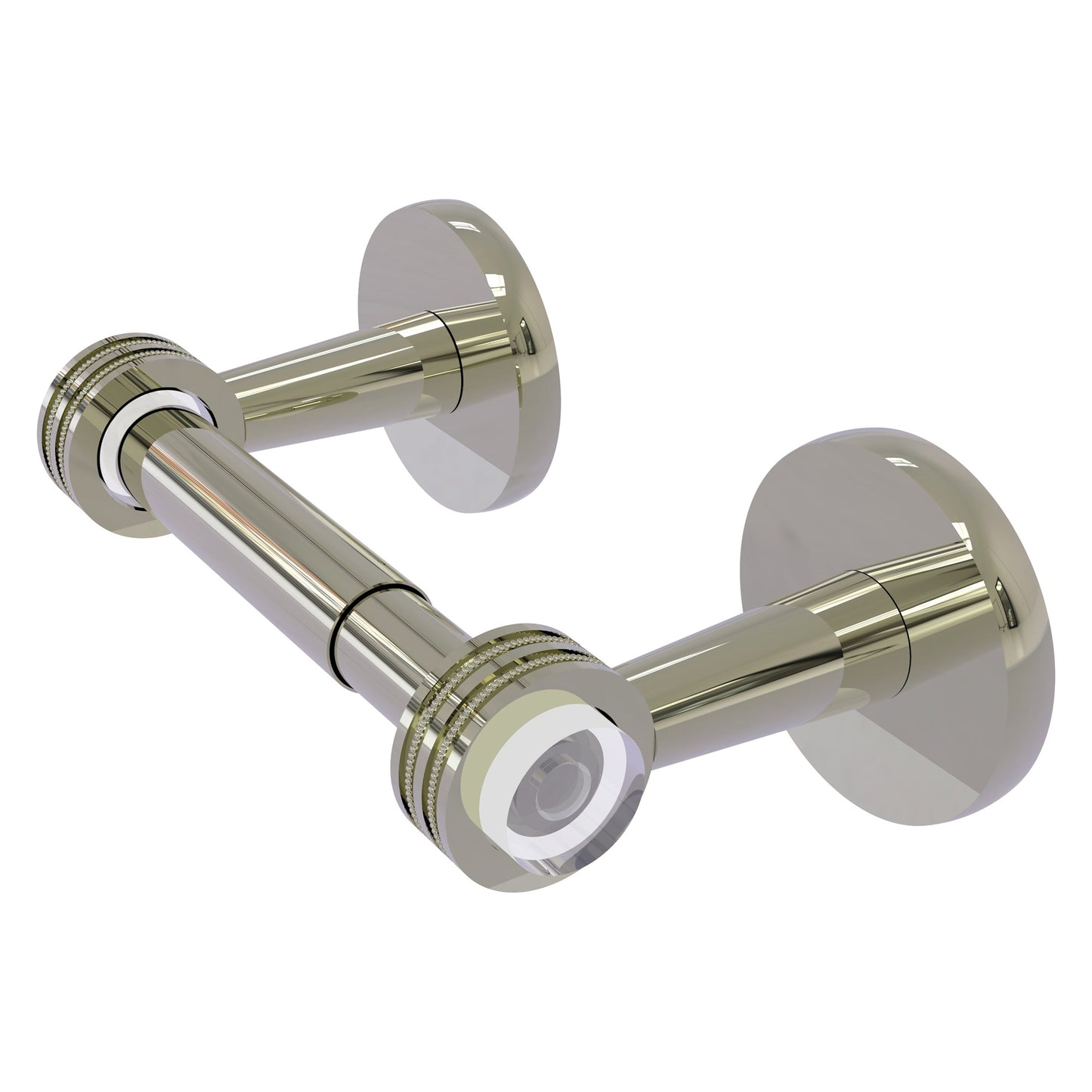 Allied Brass Clearview 8.1" x 3.8" Polished Nickel Solid Brass Two-Post Toilet Tissue Holder With Dotted Accents