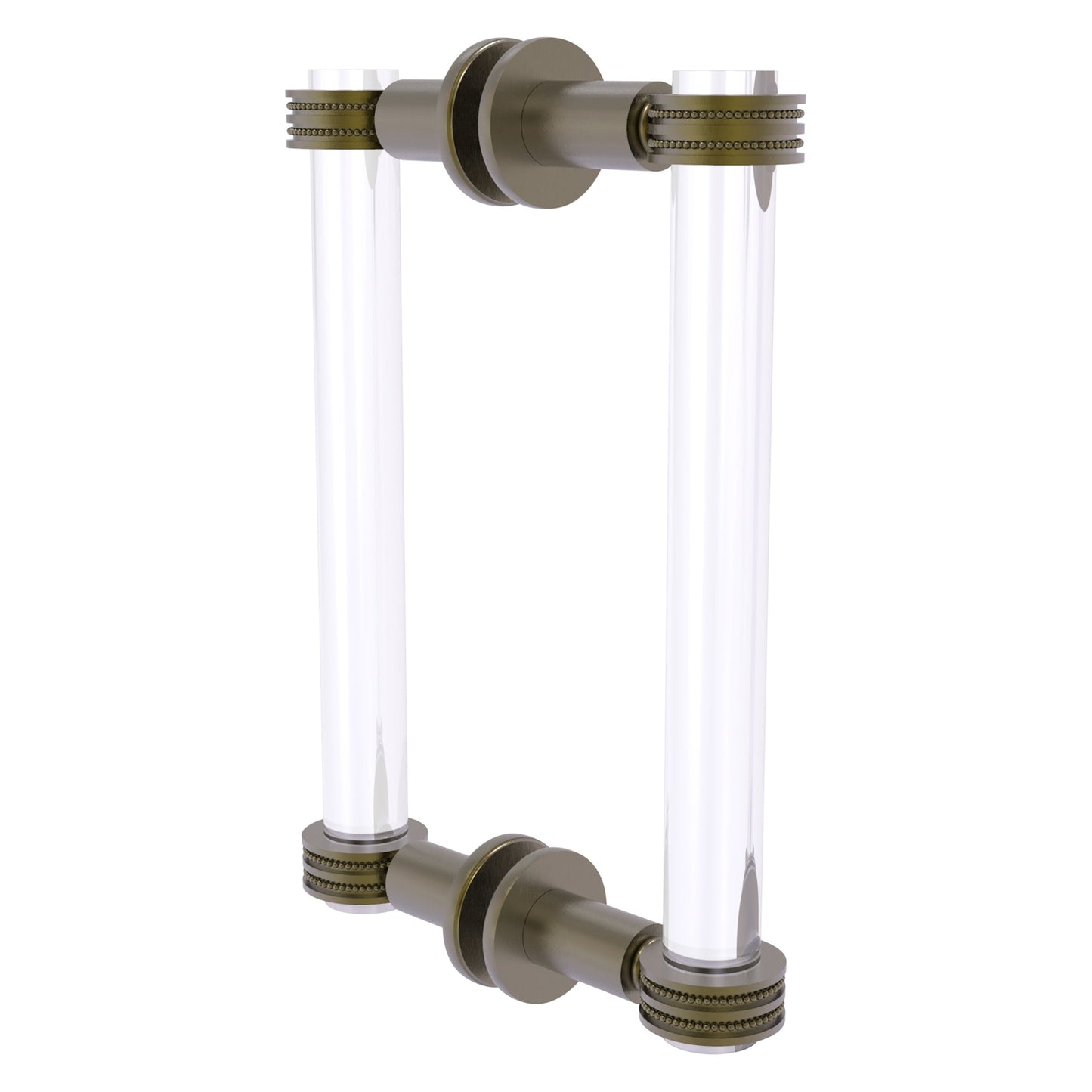 Allied Brass Clearview 9" x 1.7" Antique Brass Solid Brass Back-to-Back Shower Door Pull With Dotted Accents