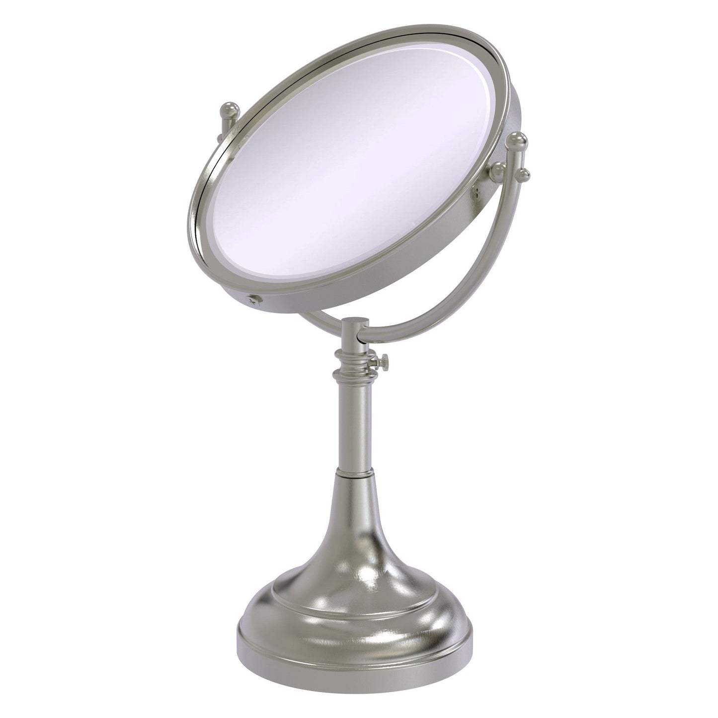 Allied Brass DM-1/3X 8" x 8" Satin Nickel Solid Brass Vanity Top Make-Up Mirror 3X Magnification