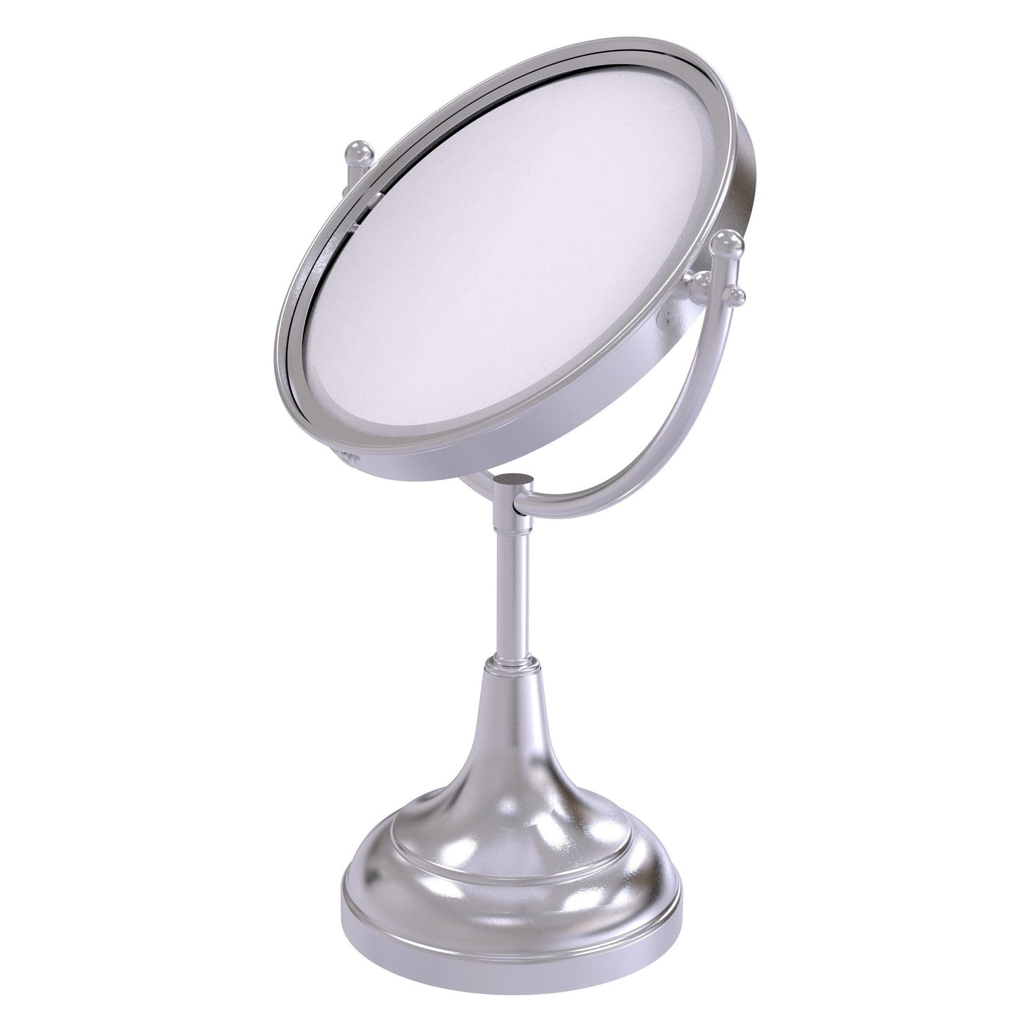 Allied Brass DM-2/4X 8" x 8" Satin Chrome Solid Brass Vanity Top Make-Up Mirror 4X Magnification