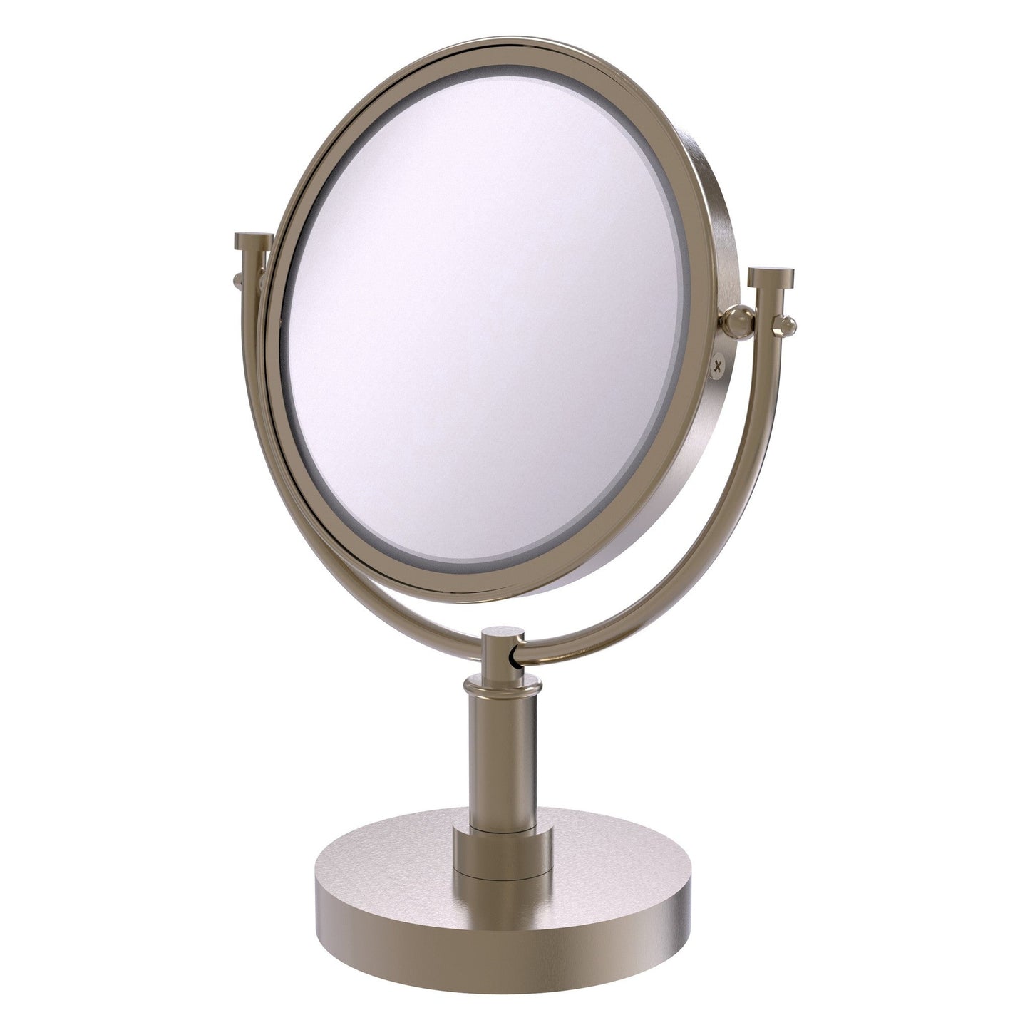Allied Brass DM-4/4X 8" x 8" Antique Pewter Solid Brass Vanity Top Make-Up Mirror 4X Magnification