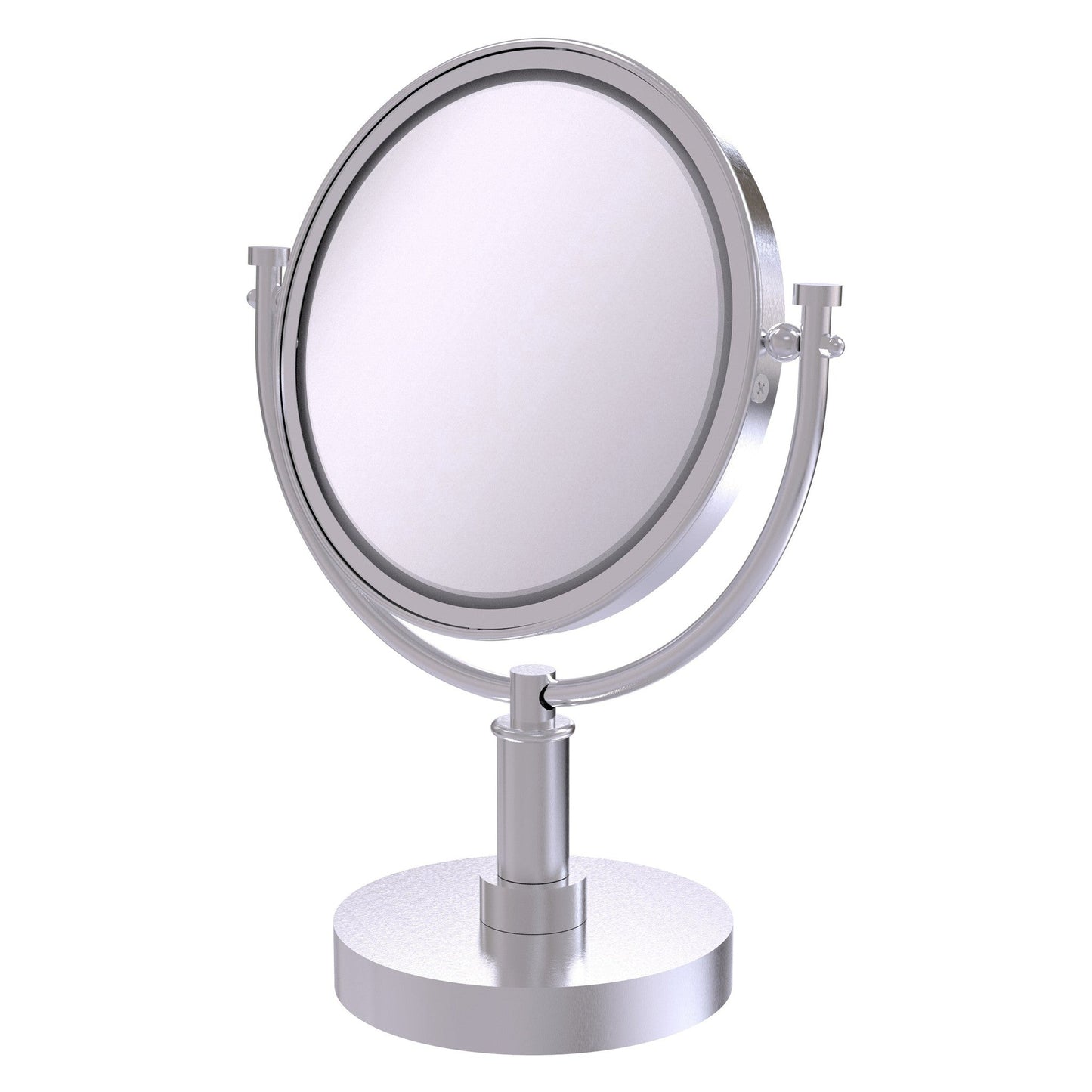 Allied Brass DM-4/4X 8" x 8" Satin Chrome Solid Brass Vanity Top Make-Up Mirror 4X Magnification
