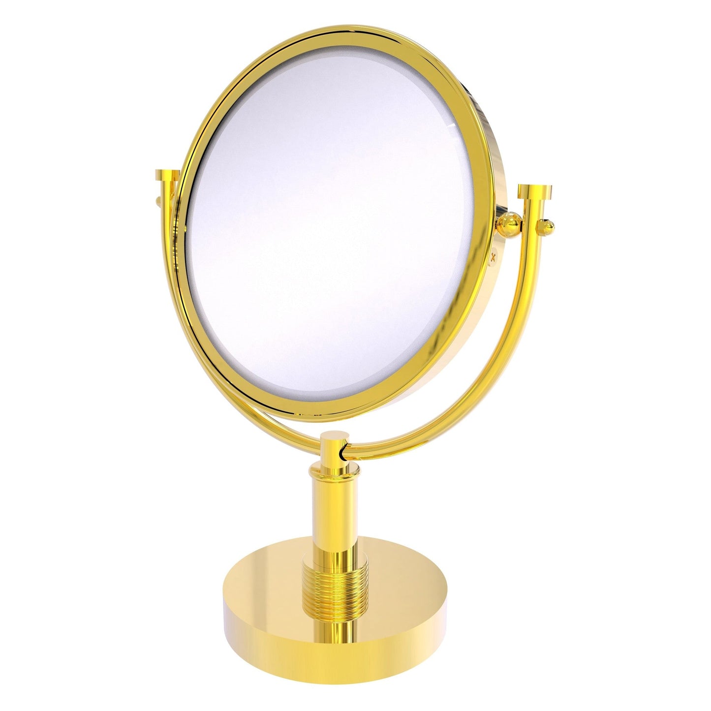 Allied Brass DM-4G/2X 8" x 8" Polished Brass Solid Brass Vanity Top Make-Up Mirror 2X Magnification