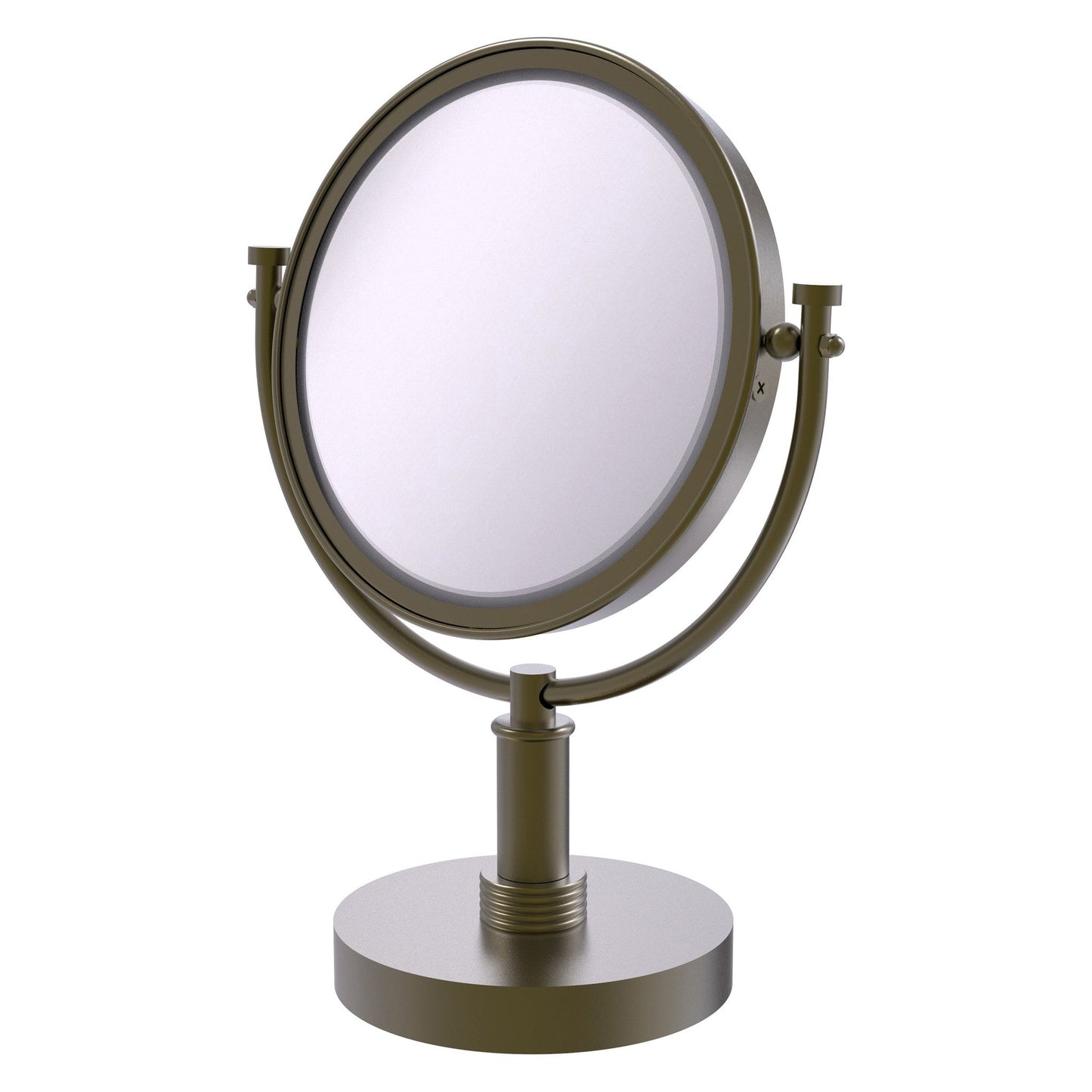 Allied Brass DM-4G/5X 8" x 8" Antique Brass Solid Brass Vanity Top Make-Up Mirror 5X Magnification