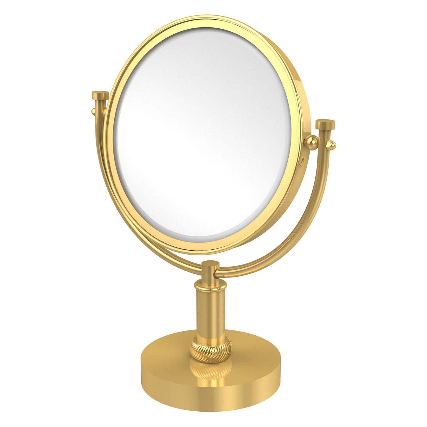 Allied Brass DM-4T/3X 8" x 8" Polished Brass Solid Brass Vanity Top Make-Up Mirror 3X Magnification