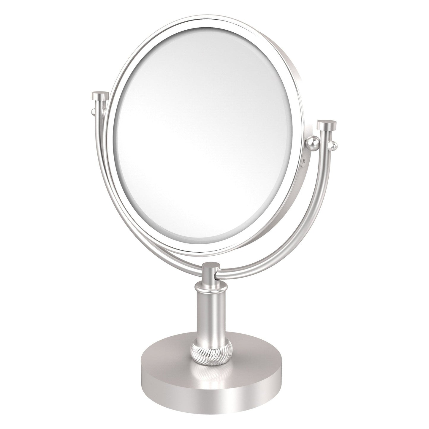 Allied Brass DM-4T/3X 8" x 8" Satin Chrome Solid Brass Vanity Top Make-Up Mirror 3X Magnification