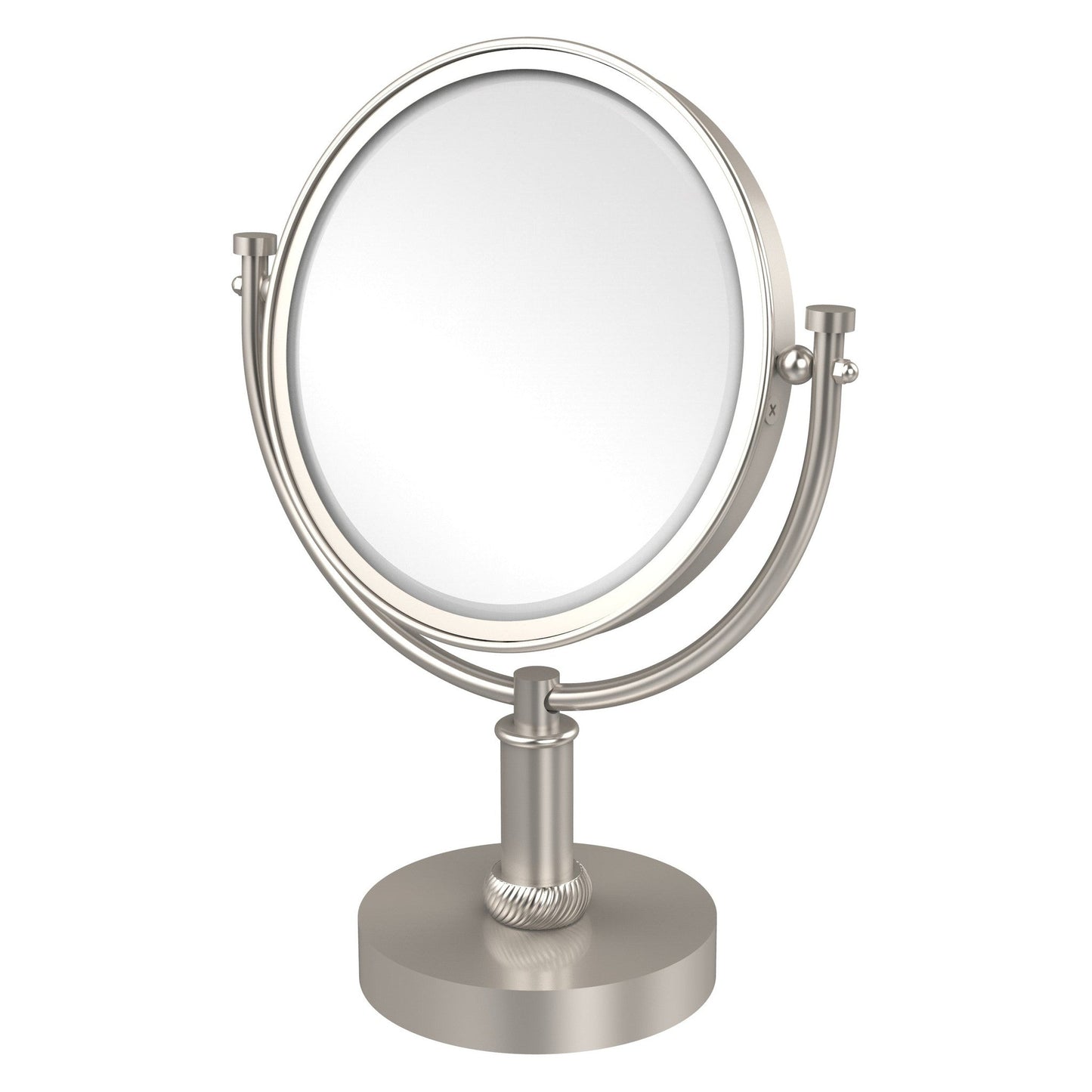 Allied Brass DM-4T/3X 8" x 8" Satin Nickel Solid Brass Vanity Top Make-Up Mirror 3X Magnification