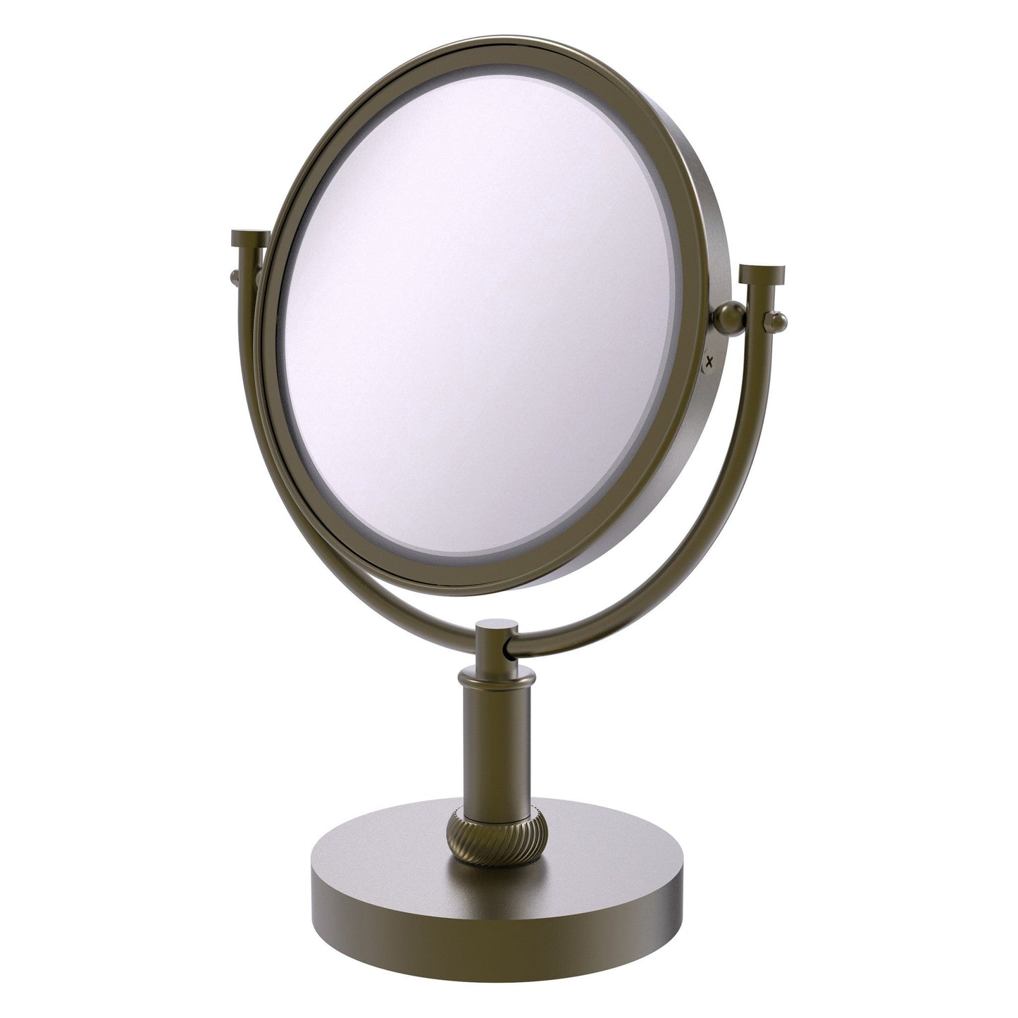 Allied Brass DM-4T/4X 8" x 8" Antique Brass Solid Brass Vanity Top Make-Up Mirror 4X Magnification