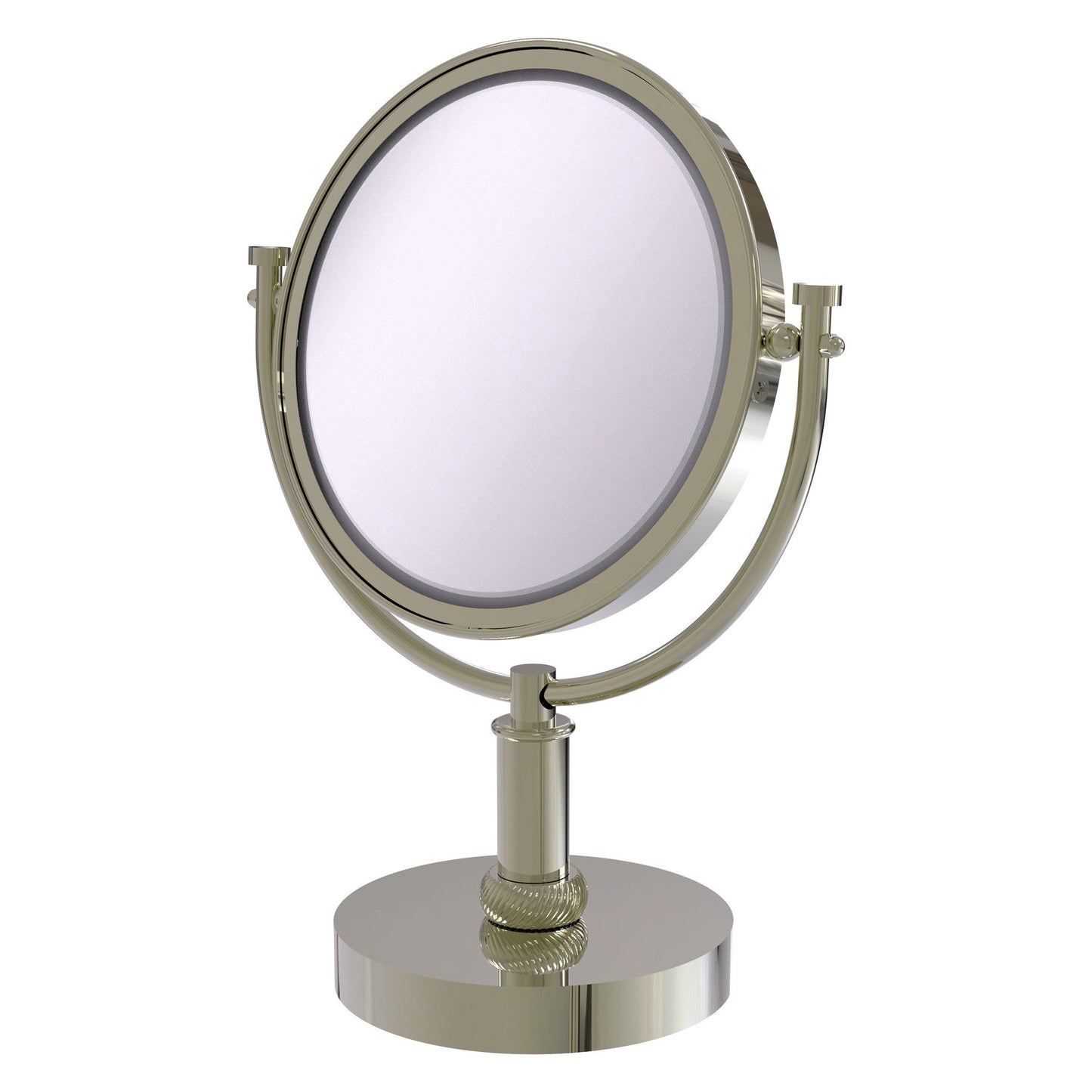 Allied Brass DM-4T/4X 8" x 8" Polished Nickel Solid Brass Vanity Top Make-Up Mirror 4X Magnification