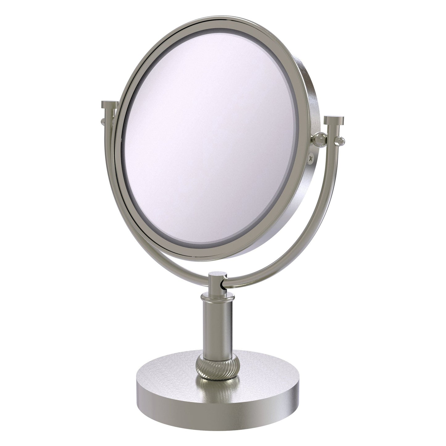 Allied Brass DM-4T/5X 8" x 8" Satin Nickel Solid Brass Vanity Top Make-Up Mirror 5X Magnification