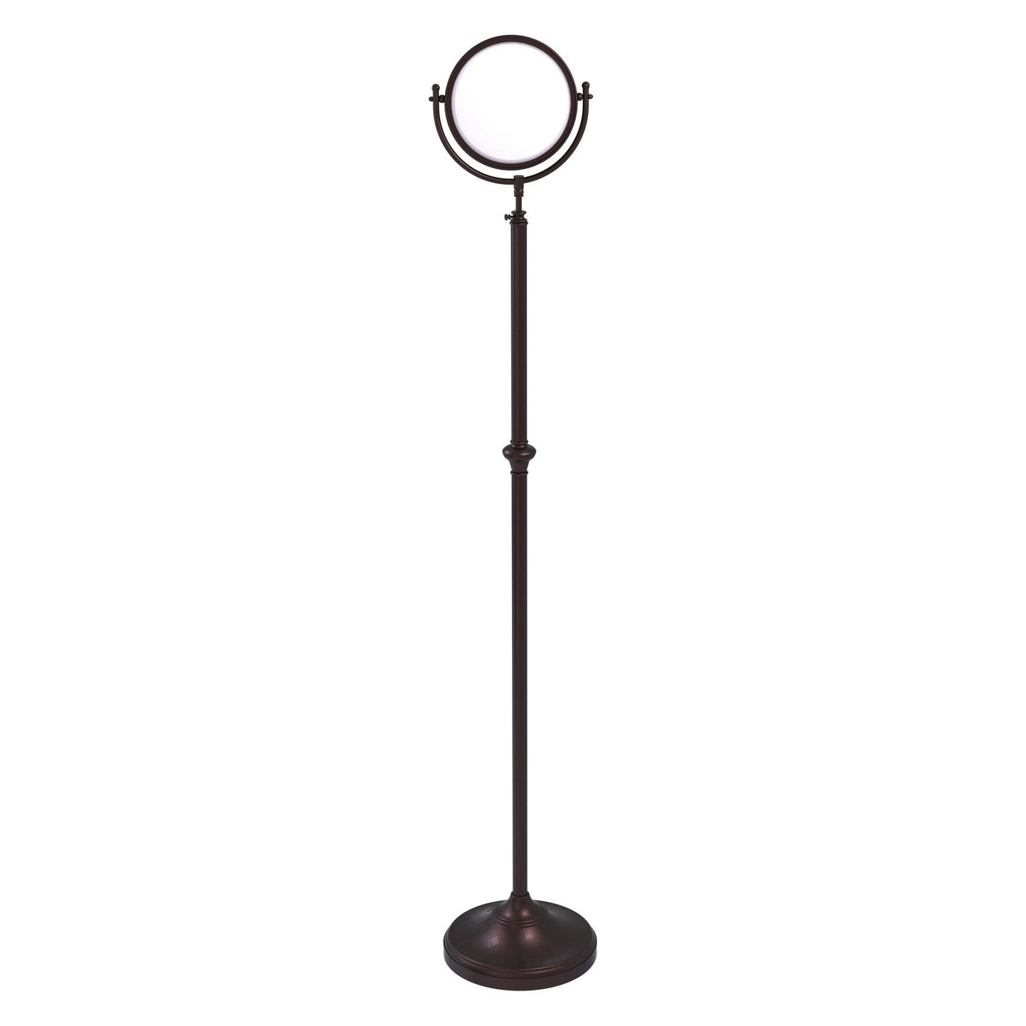 Allied Brass DMF-2/2X 10.5" x 10.5" Antique Bronze Solid Brass Adjustable Height Floor Standing Make-Up Mirror With 2X Magnification