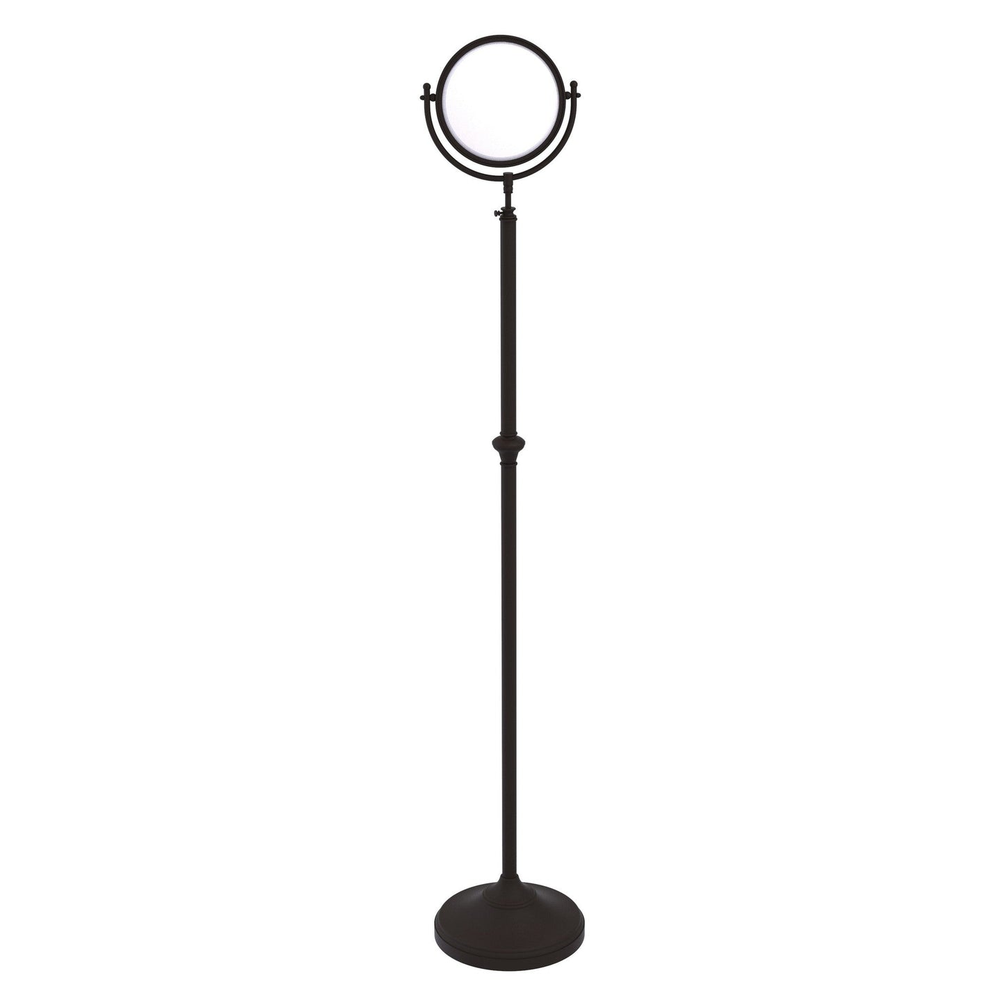 Allied Brass DMF-2/2X 10.5" x 10.5" Oil Rubbed Bronze Solid Brass Adjustable Height Floor Standing Make-Up Mirror With 2X Magnification