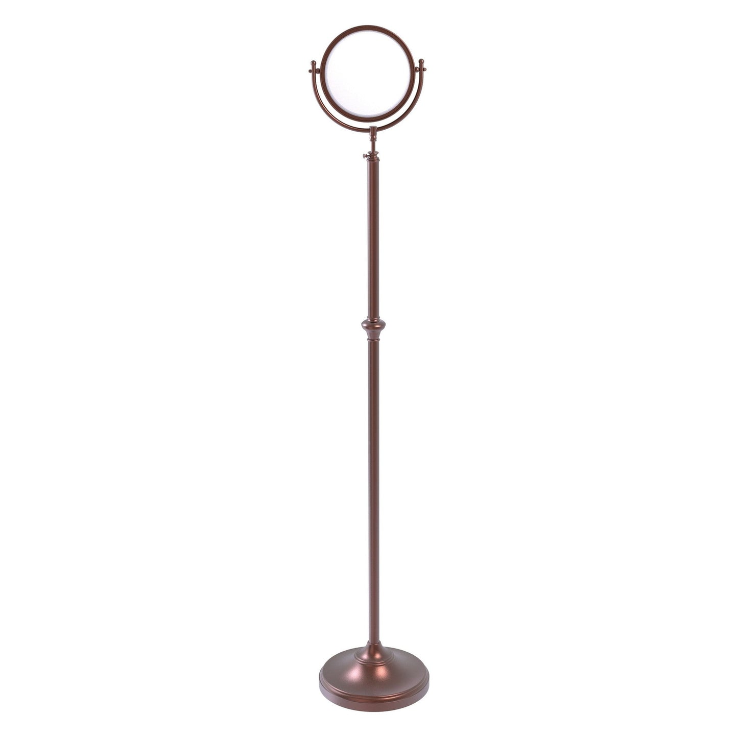 Allied Brass DMF-2/3X 10.5" x 10.5" Antique Copper Solid Brass Adjustable Height Floor Standing Make-Up Mirror With 3X Magnification