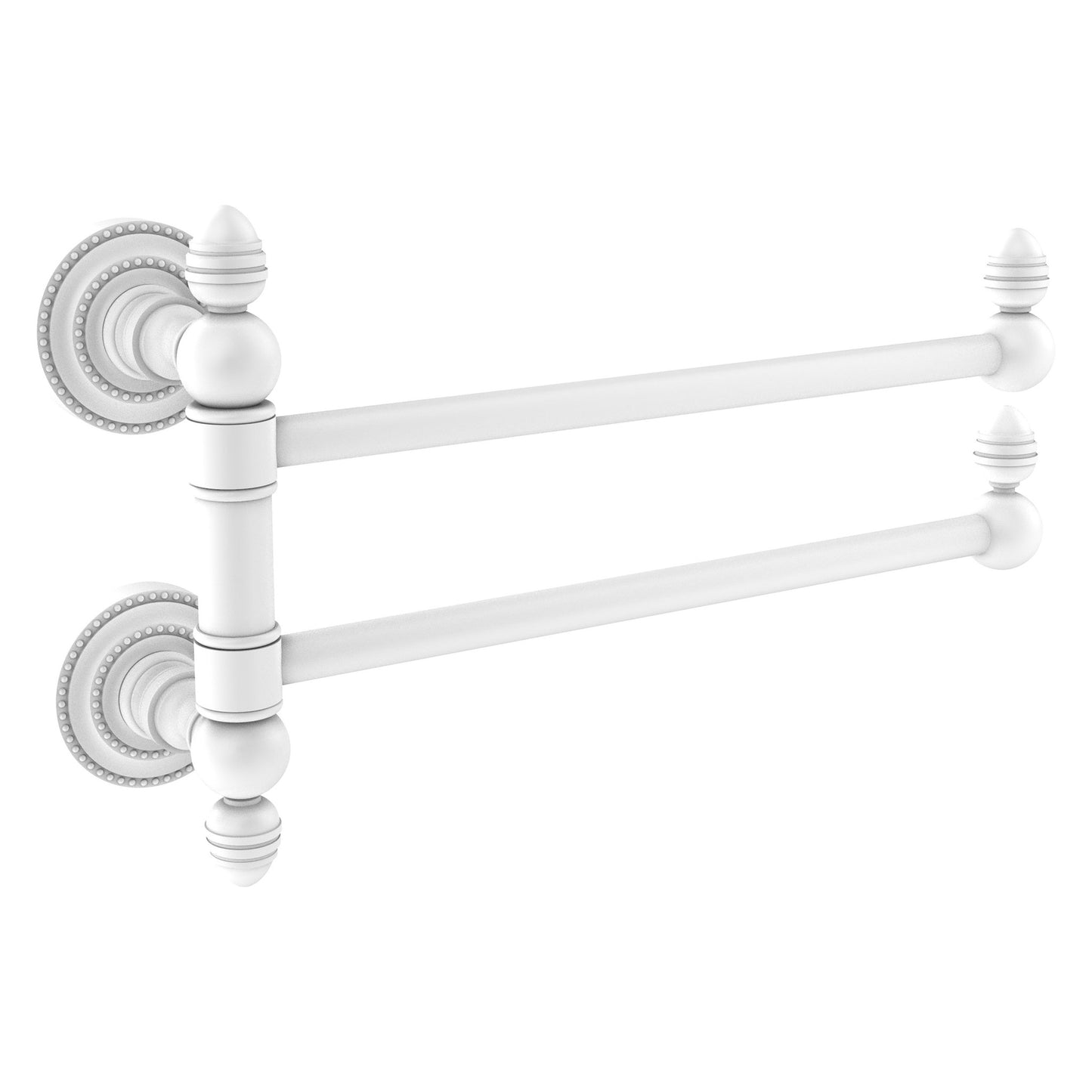 Allied Brass Dottingham 12.5" x 7" Matte White Solid Brass 2-Swing Arm Towel Rail