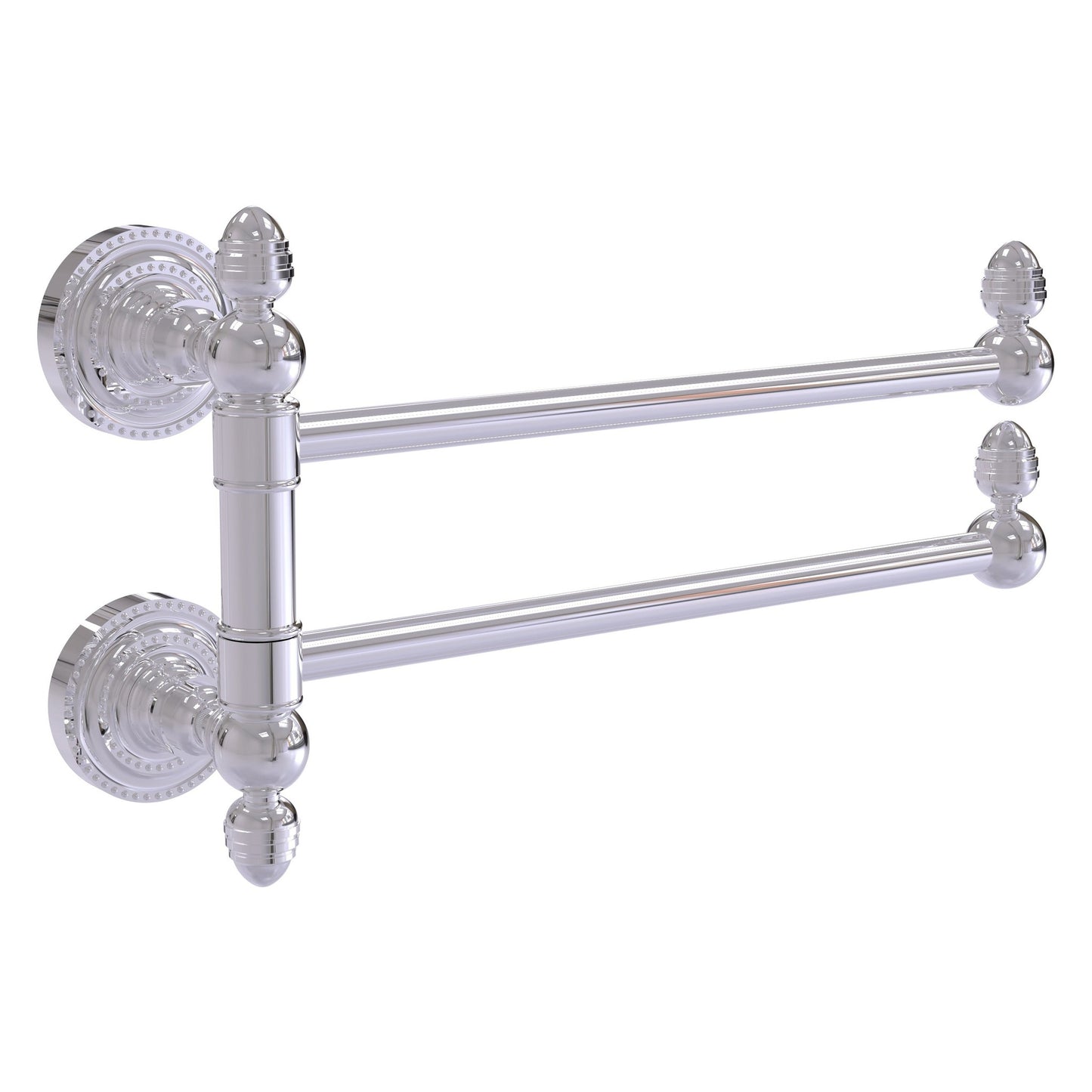Allied Brass Dottingham 12.5" x 7" Polished Chrome Solid Brass 2-Swing Arm Towel Rail